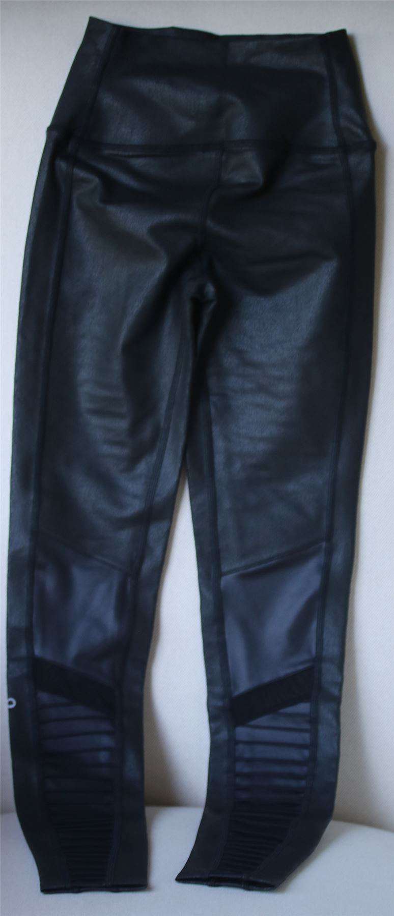 ALO YOGA HIGH WAISTED MOTO LEATHER-LOOK LEGGINGS XXSMALL - Image 4