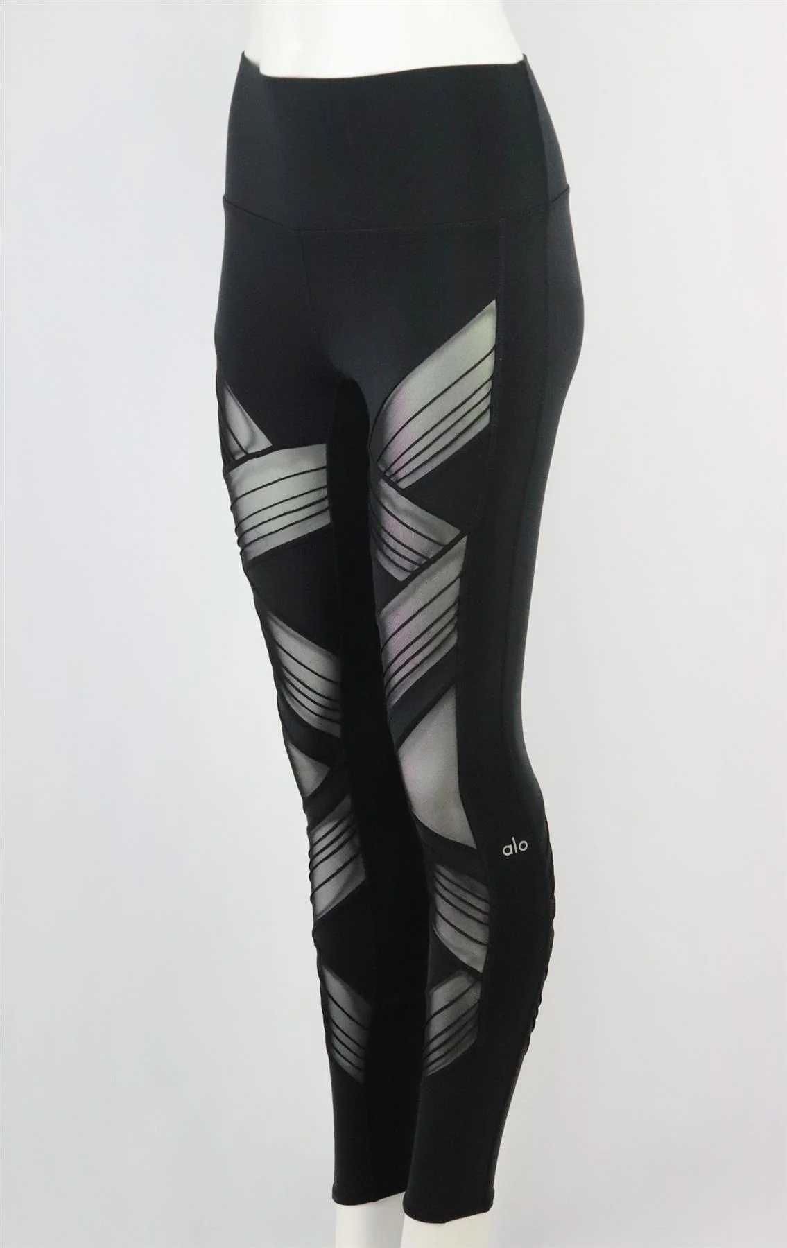 ALO YOGA MESH PANELLED HIGH RISE STRETCH LEGGINGS SMALL - Image 3
