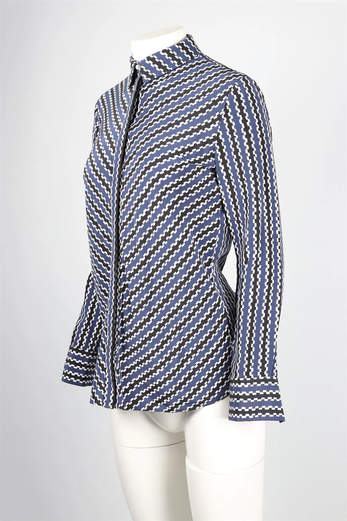ALTUZARRA BLUE STRIPED SILK SHIRT FR 38 UK 10 - Image 3