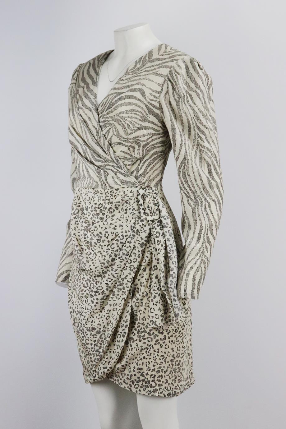 ALTUZARRA DRAPED PRINTED SILK MINI DRESS IT 42 UK 10 - Image 3