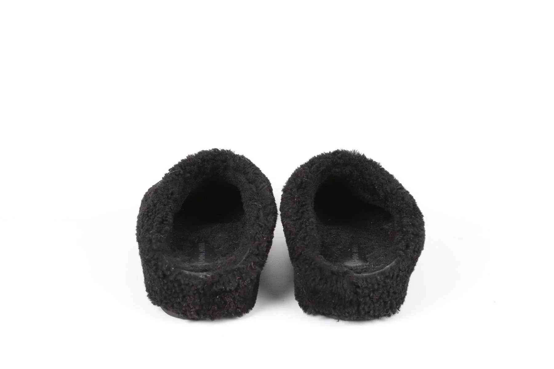 AMINA MUADDI BLACK SHEARLING PLATFORM SLIPPERS EU 38.5 UK 5.5 US 8.5 - Image 5