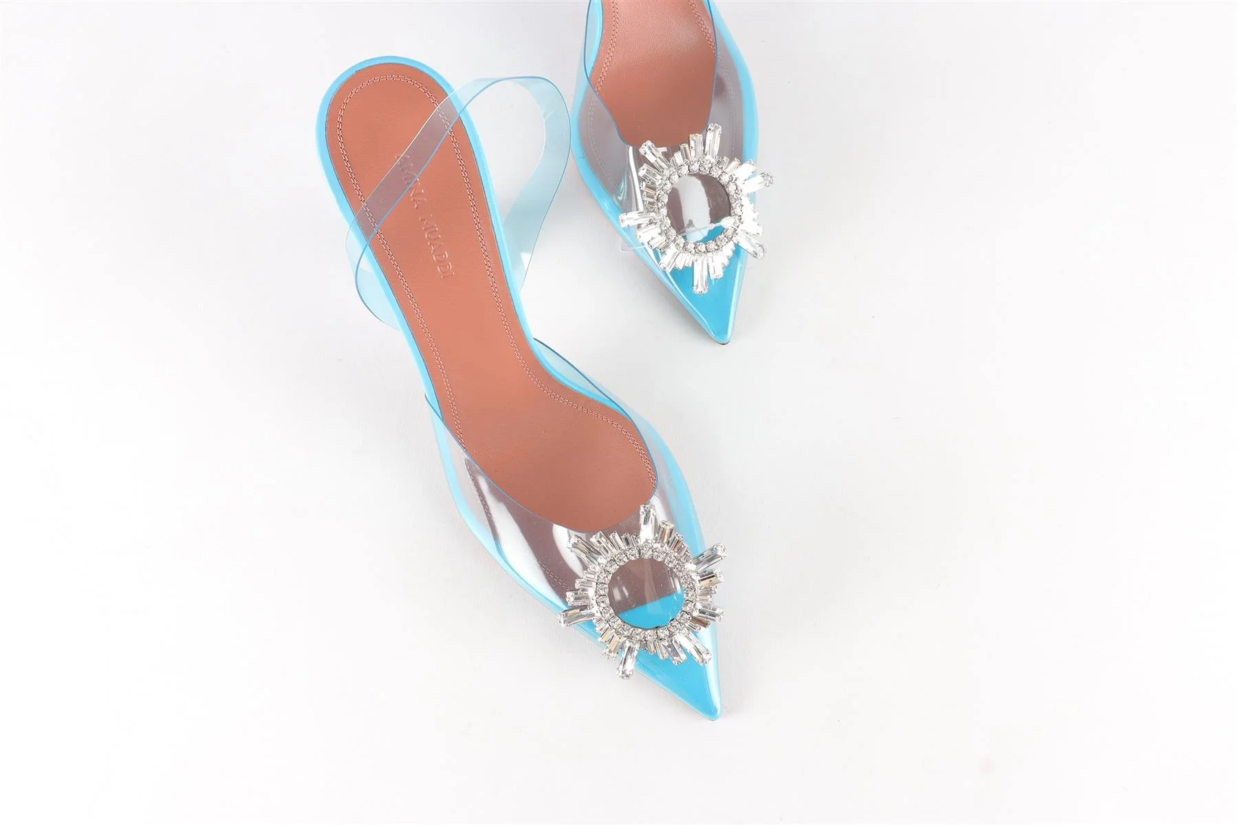 AMINA MUADDI BLUE CRYSTAL AND PVC SLINGBACK PUMPS EU 38 UK 5 US 8 - Image 4