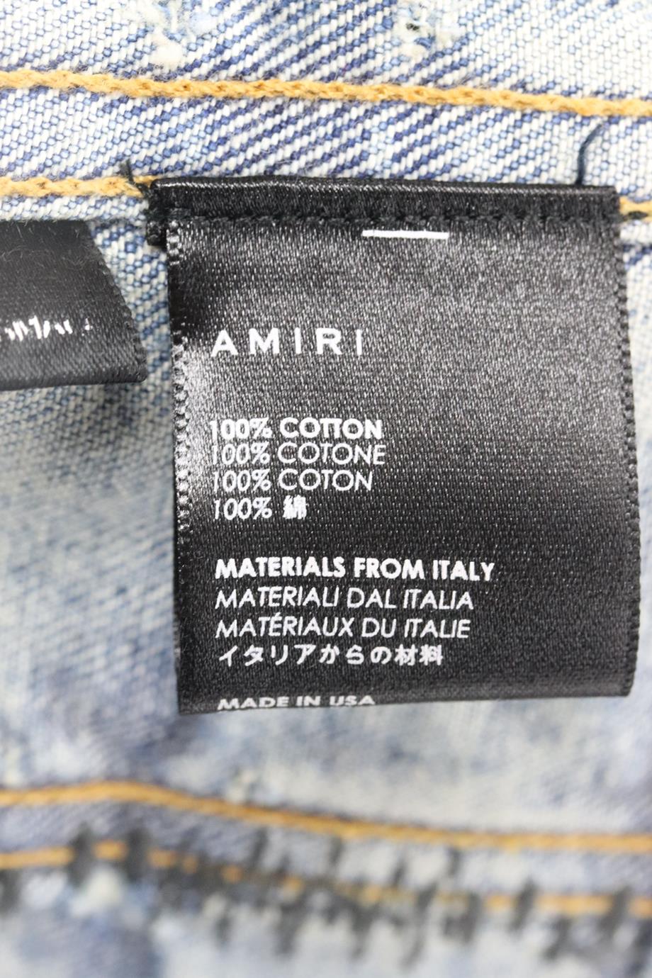 AMIRI APPLIQUÉD DISTRESSED DENIM JACKET  SMALL - Image 6