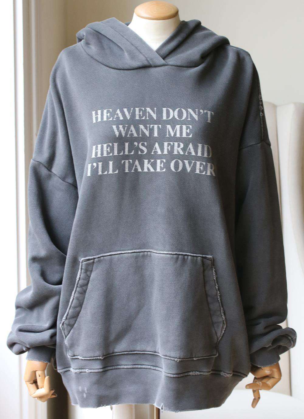AMIRI HEAVEN AND HELL PRINTED COTTON JERSEY HOODIE MEDIUM - Image 2