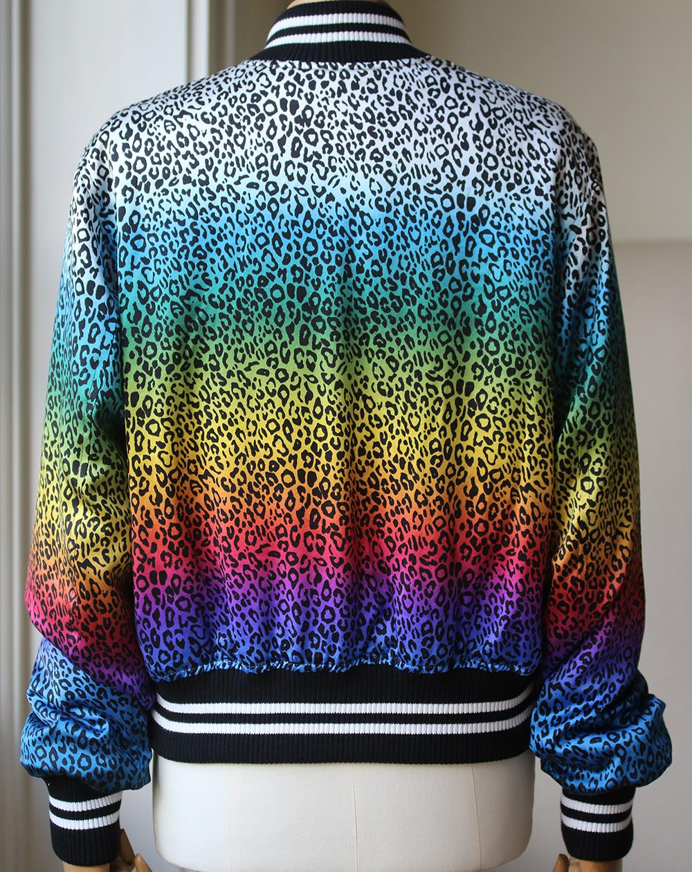 AMIRI LEOPARD PRINT SILK SATIN BOMBER JACKET LARGE - Image 4