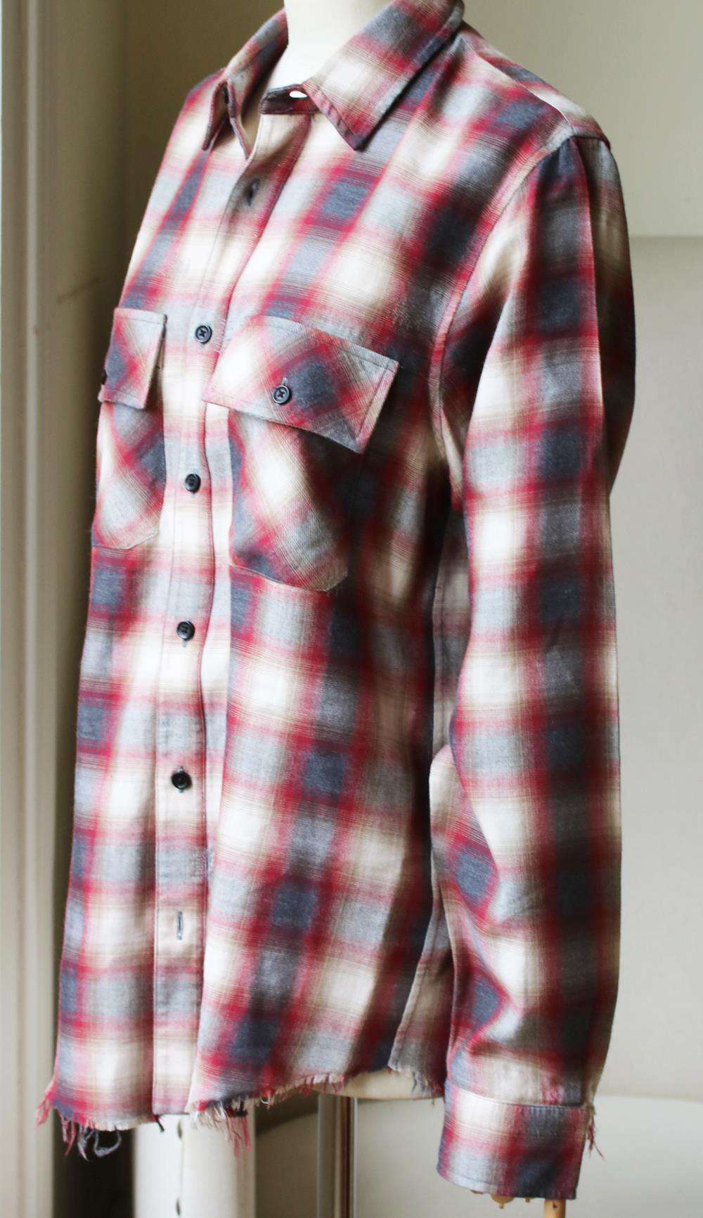 AMIRI LOGO APPLIQUÉD PLAID COTTON FLANNEL SHIRT SMALL - Image 3