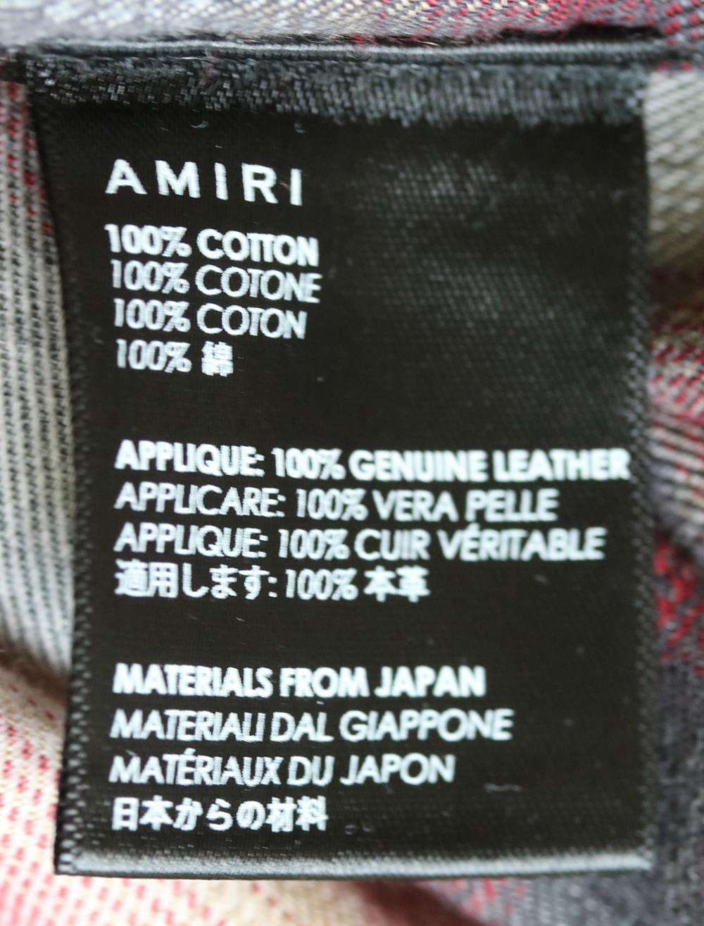 AMIRI LOGO APPLIQUÉD PLAID COTTON FLANNEL SHIRT SMALL - Image 6