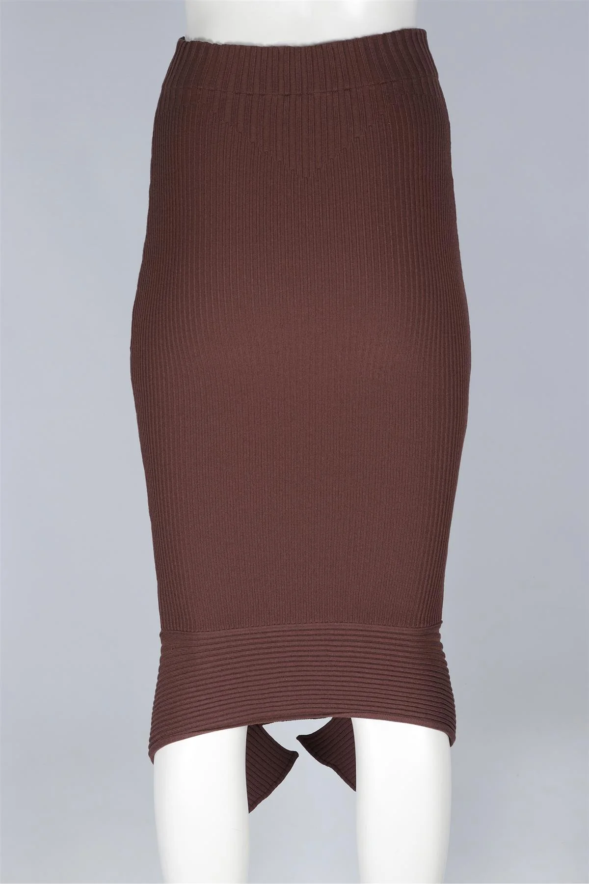 ANDREA ADAMO BROWN KNIT MIDI SKIRT XSMALL - Image 4