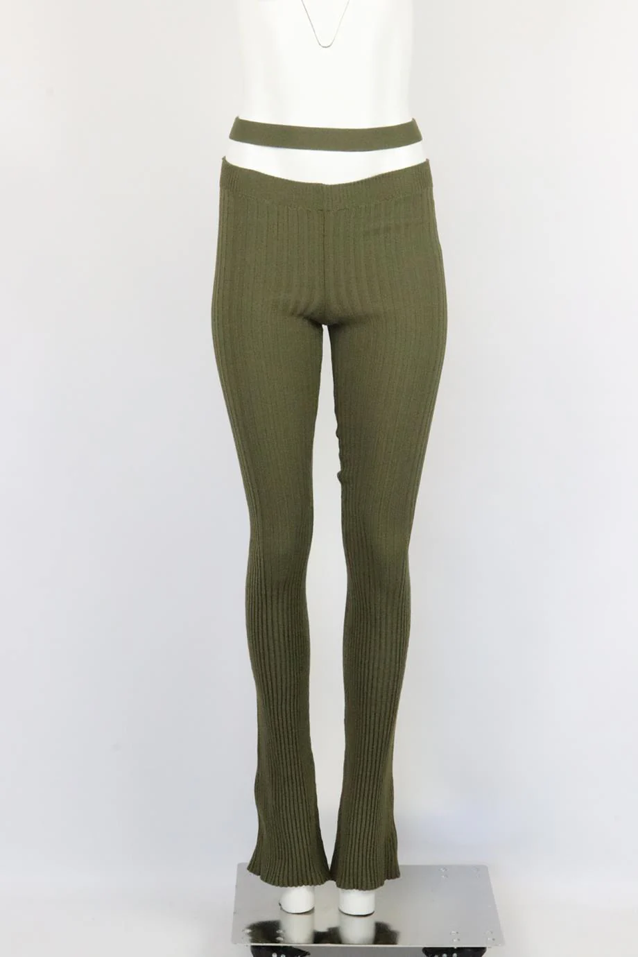 ANDREADAMO CUTOUT RIBBED KNIT FLARED PANTS SMALL - Image 2