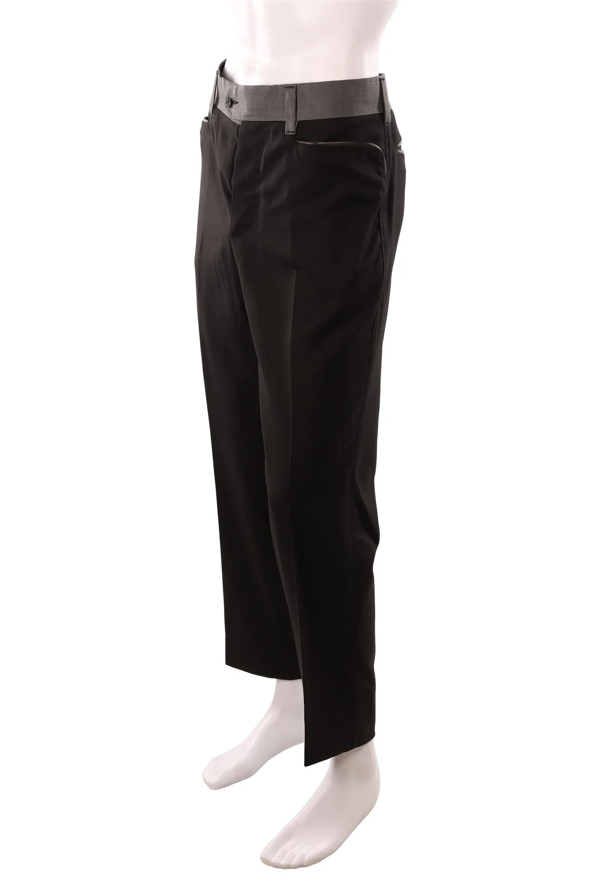 ANGELO GALASSO BLACK MEN'S COTTON STRAIGHT LEG PANTS IT 54 UK/US 38 - Image 3