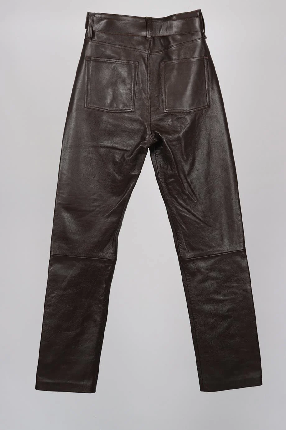 ANINE BING BELTED LEATHER STRAIGHT LEG PANTS FR 32 UK 4 - Image 3