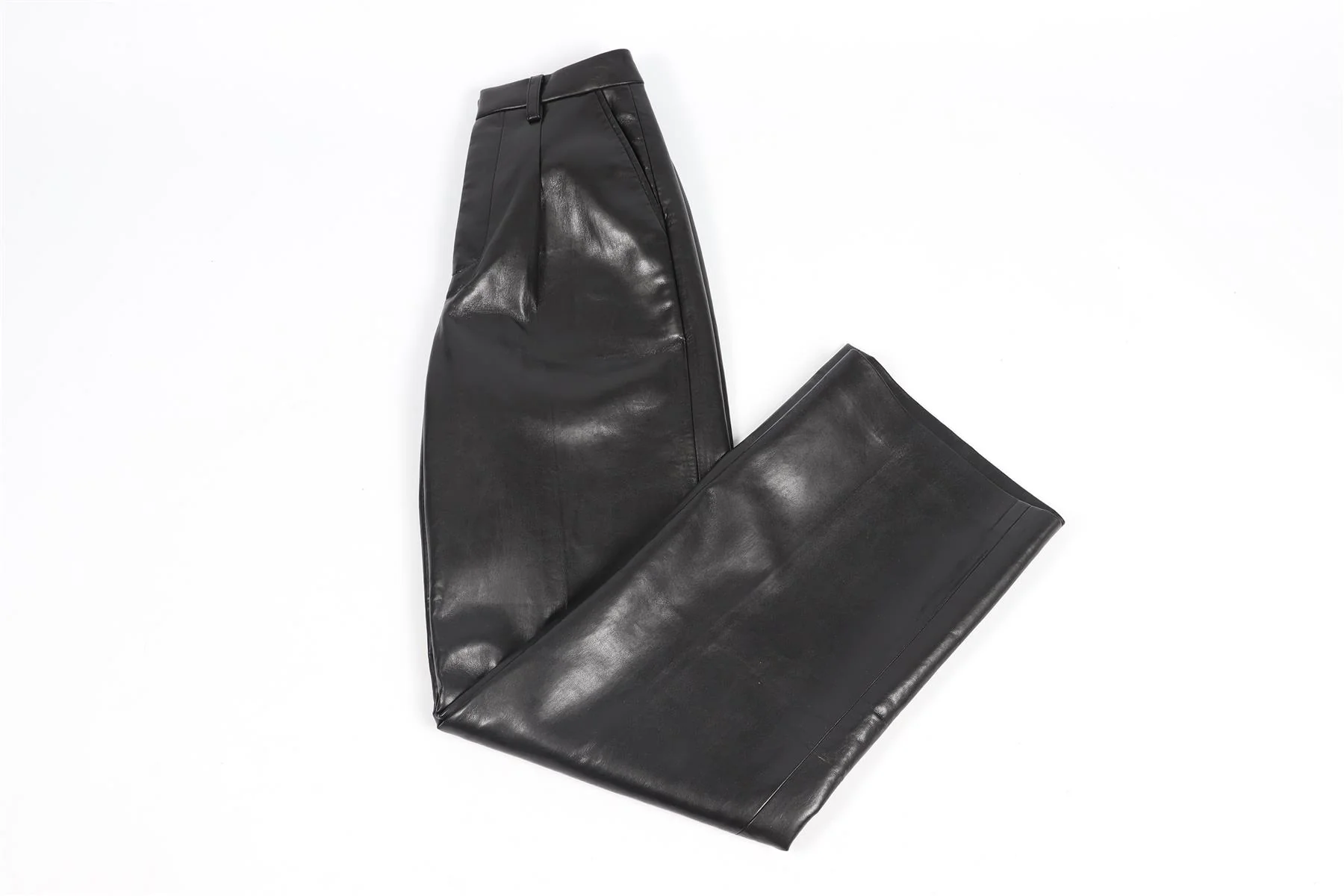 ANINE BING BLACK FAUX LEATHER STRAIGHT LEG PANTS FR 34 UK 6 - Image 2