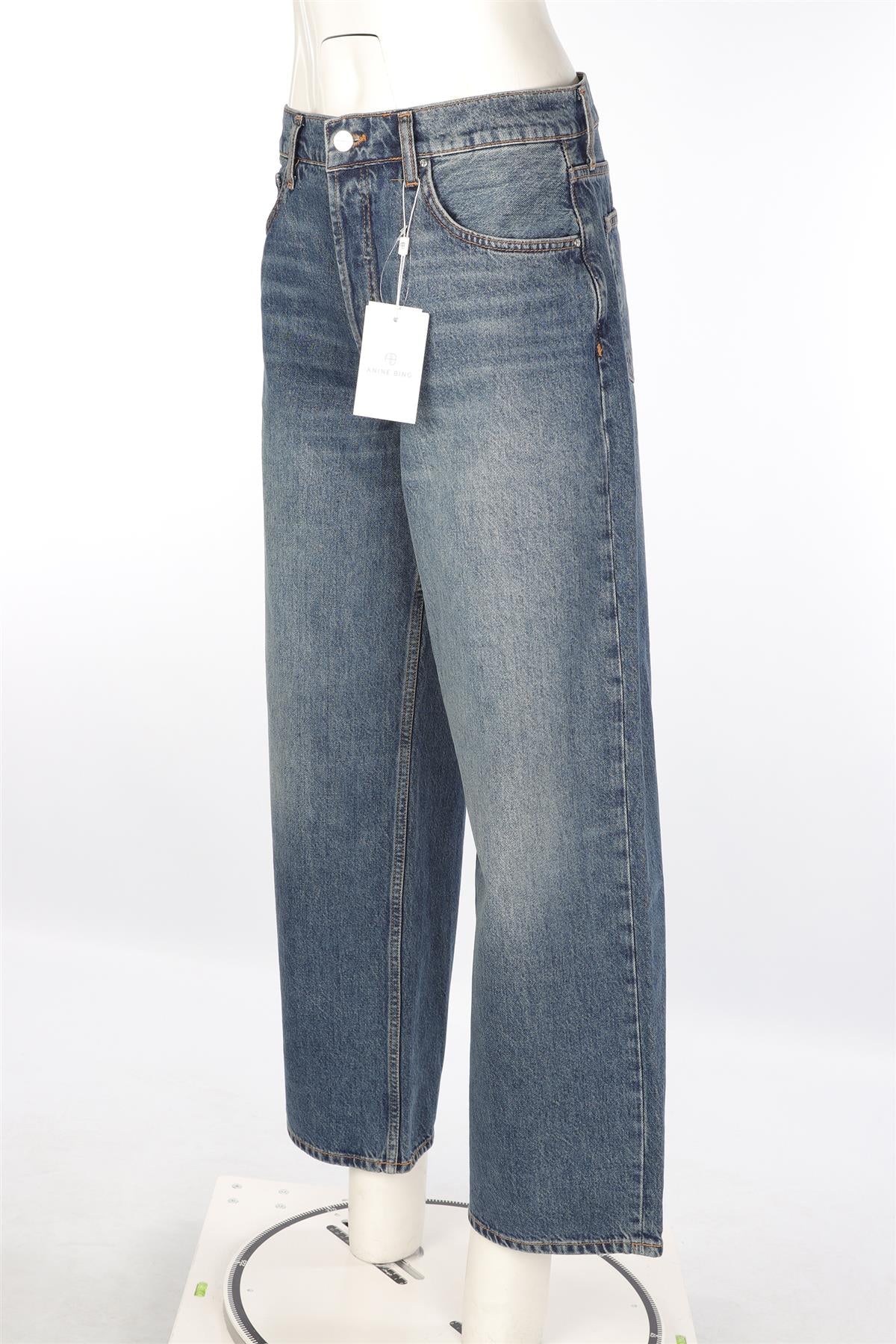 ANINE BING BLUE DENIM HIGH RISE WIDE LEG JEANS W29 UK 10-12 - Image 3