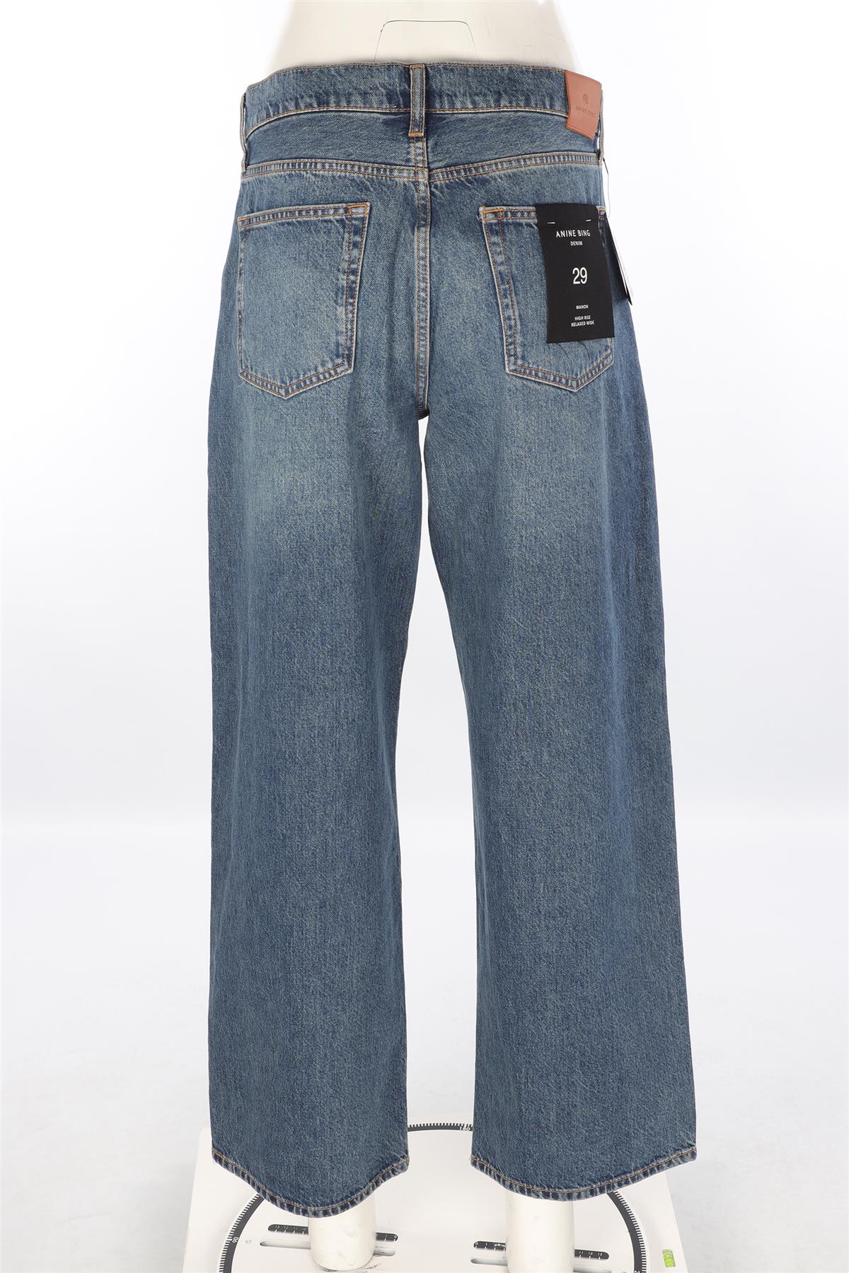 ANINE BING BLUE DENIM HIGH RISE WIDE LEG JEANS W29 UK 10-12 - Image 4