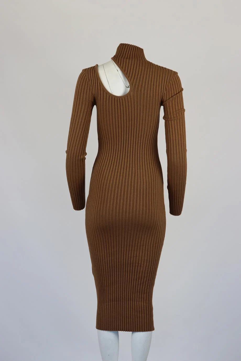 ANINE BING CUTOUT RIBBED COTTON TURTLENECK MIDI DRESS XSMALL - Image 4