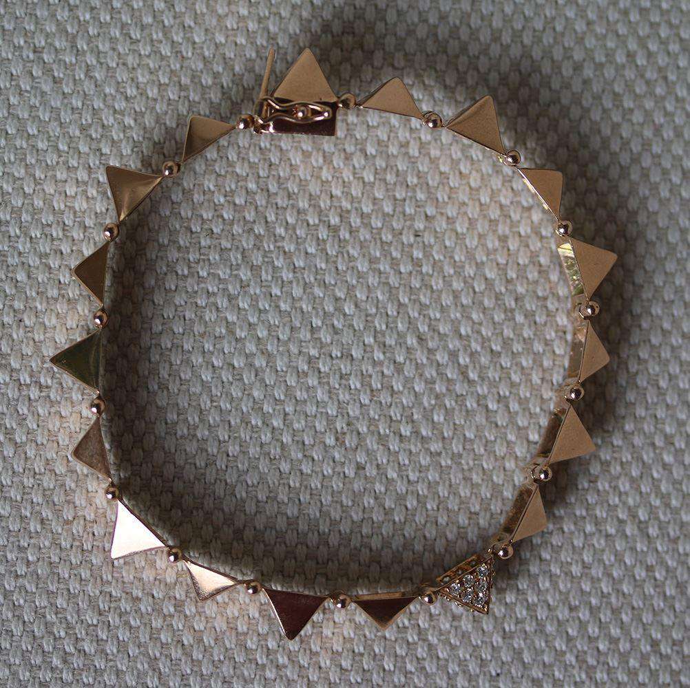ANITA KO 14KT ROSE GOLD MEDIUM SPIKE BRACELET WITH ONE DIAMOND SPIKE - Image 3