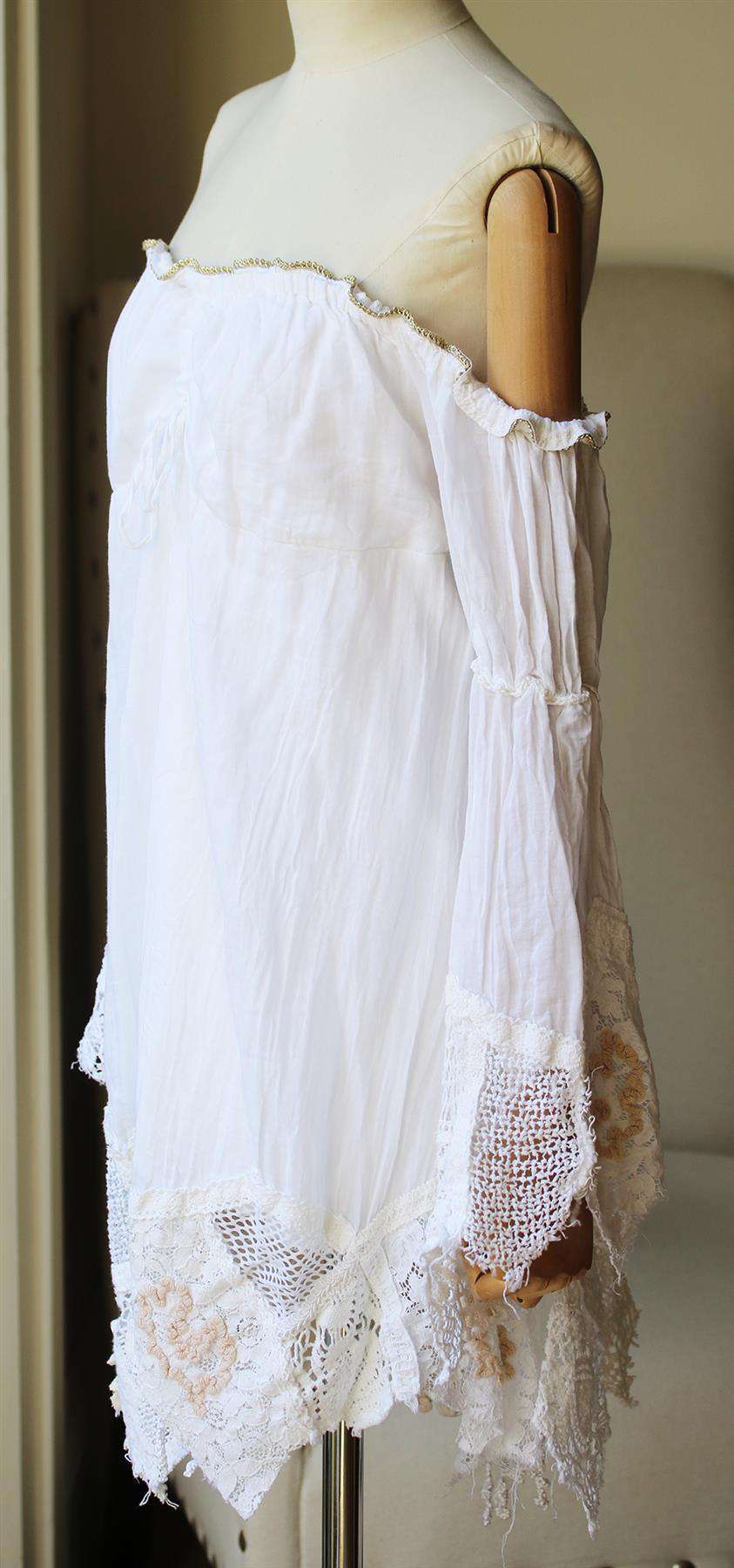 ANJUNA CANDIDA OFF THE SHOULDER COTTON GAUZE DRESS LARGE - Image 3