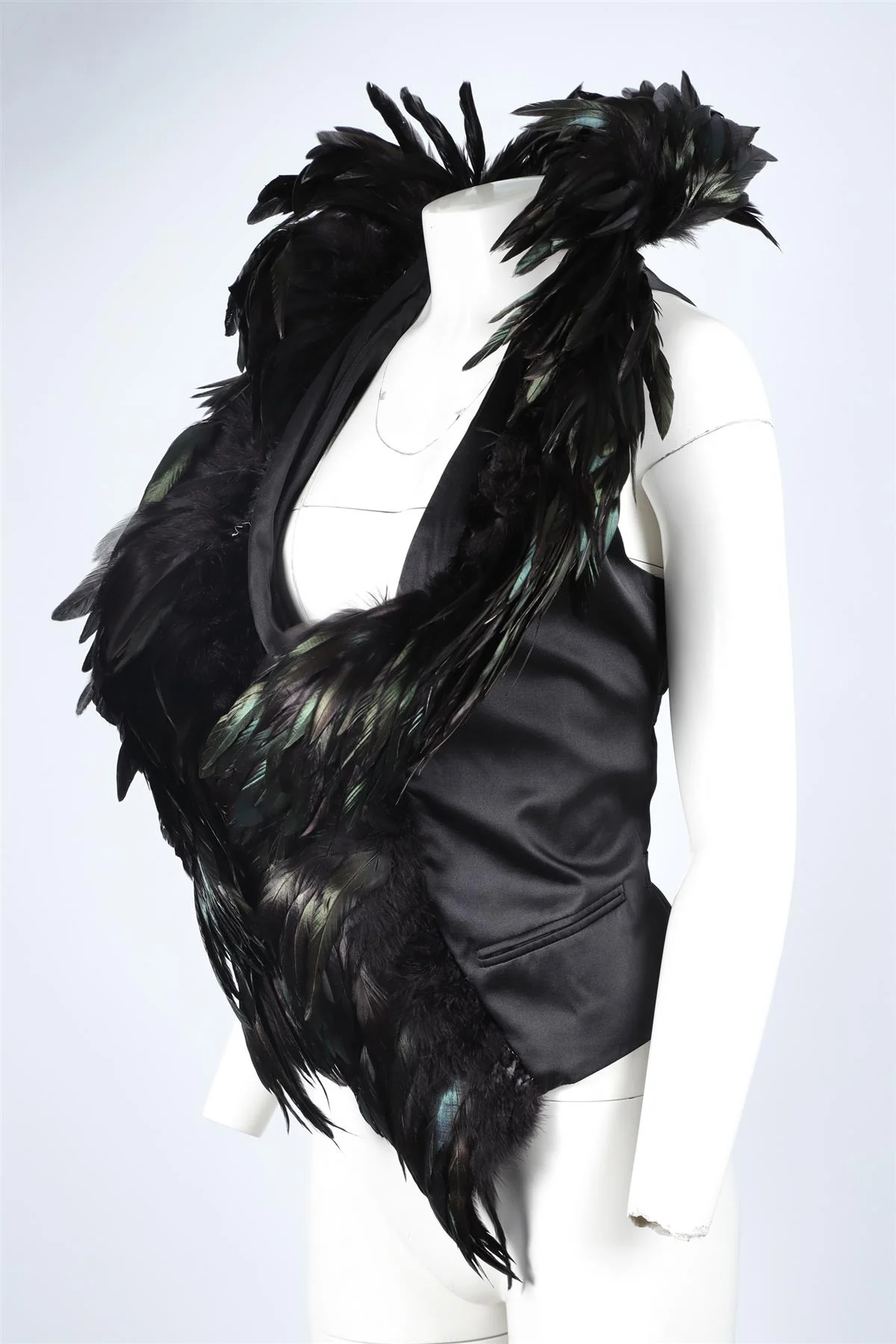 ANN DEMEULEMEESTER BLACK FEATHER WAISTCOAT IT 40 UK 8 - Image 3