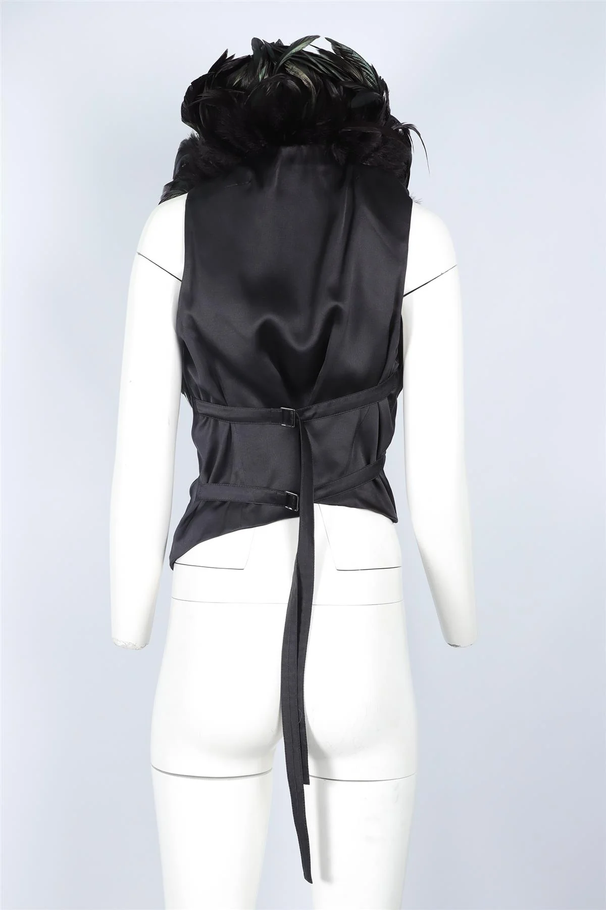 ANN DEMEULEMEESTER BLACK FEATHER WAISTCOAT IT 40 UK 8 - Image 4