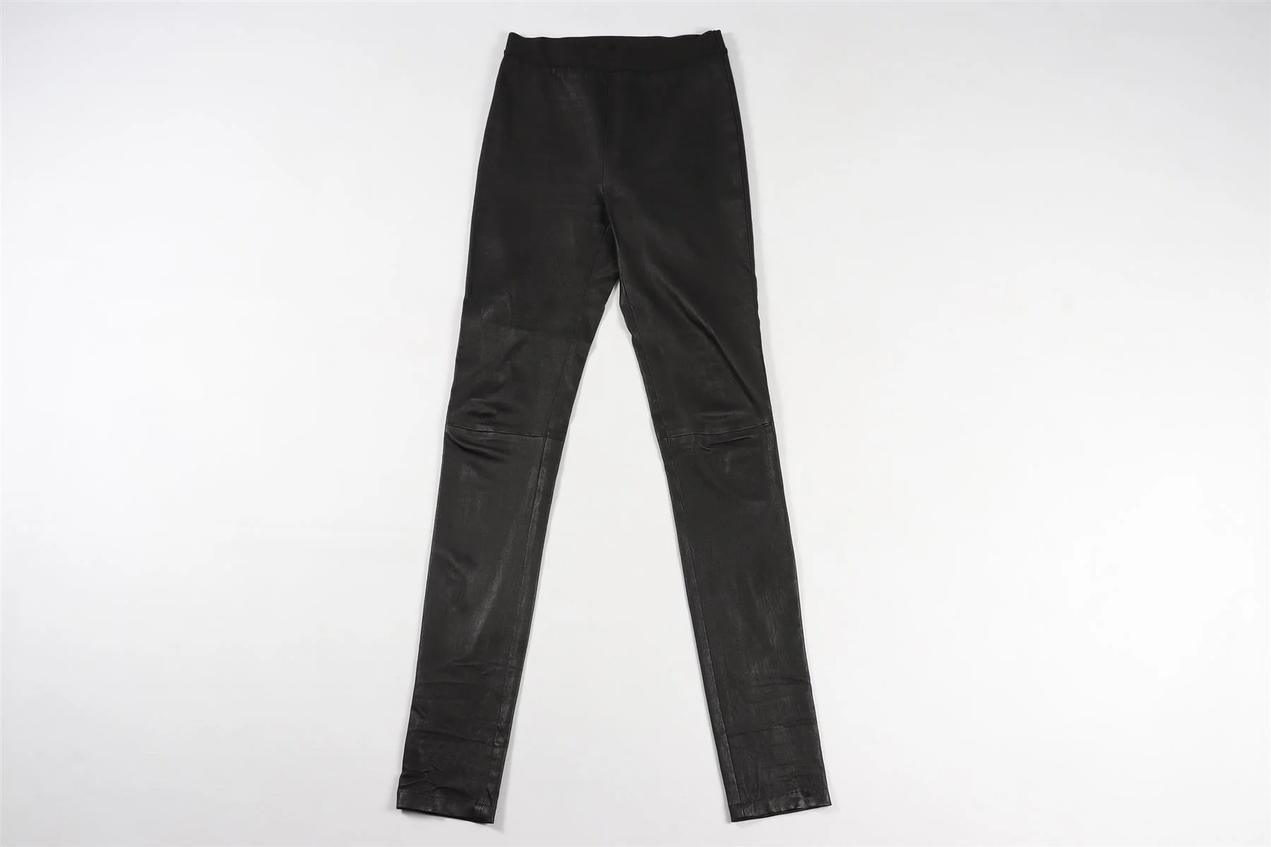 ANN DEMEULEMEESTER BLACK LEATHER LEGGINGS SMALL - Image 2