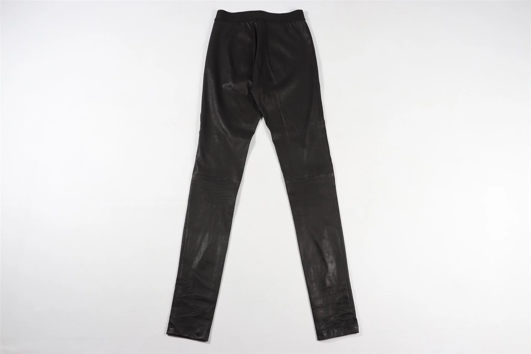 ANN DEMEULEMEESTER BLACK LEATHER LEGGINGS SMALL - Image 4