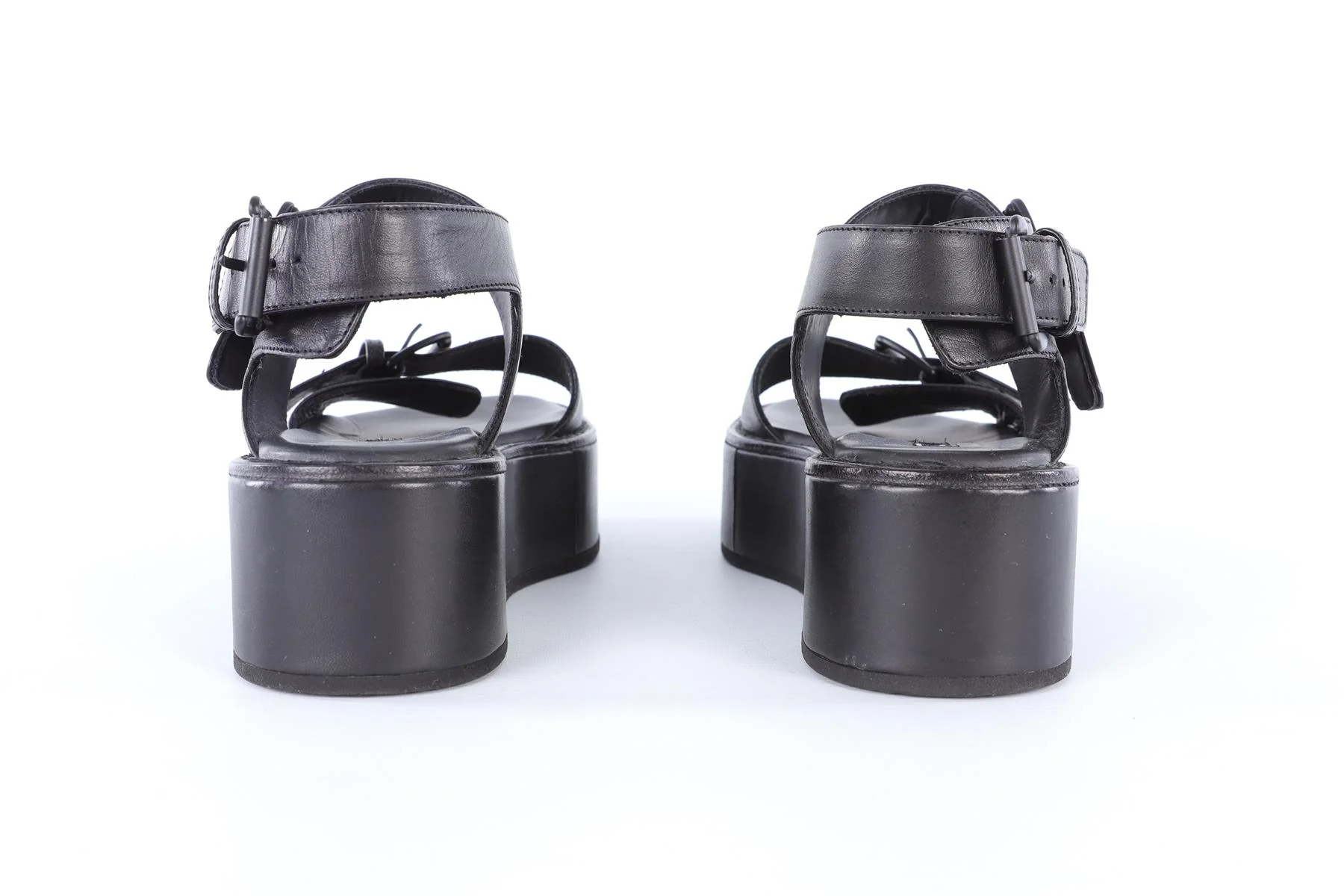 ANN DEMEULEMEESTER BLACK LEATHER PLATFORM SANDALS EU 38 UK 5 - Image 5