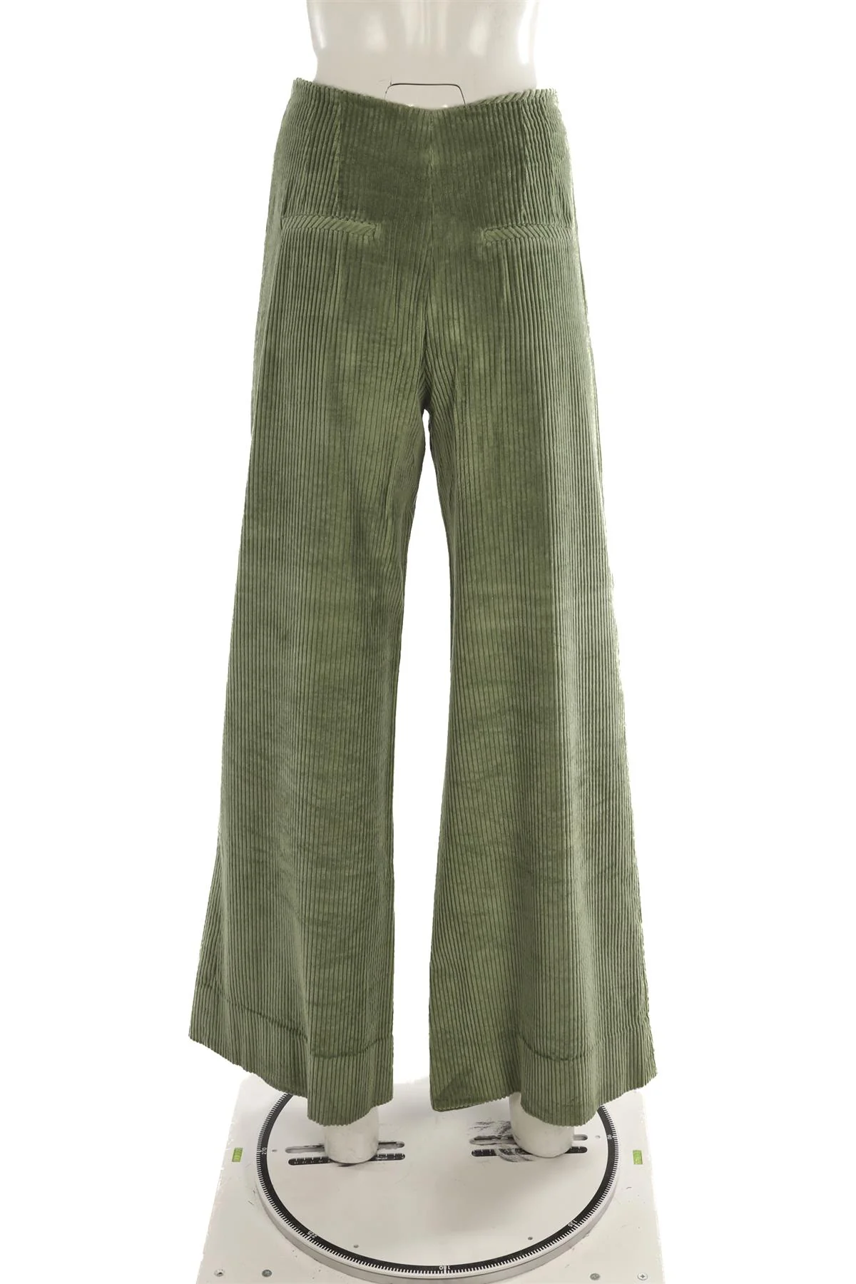 ANNA MASON GREEN CORDUROY WIDE LEG PANTS UK 8 - Image 4