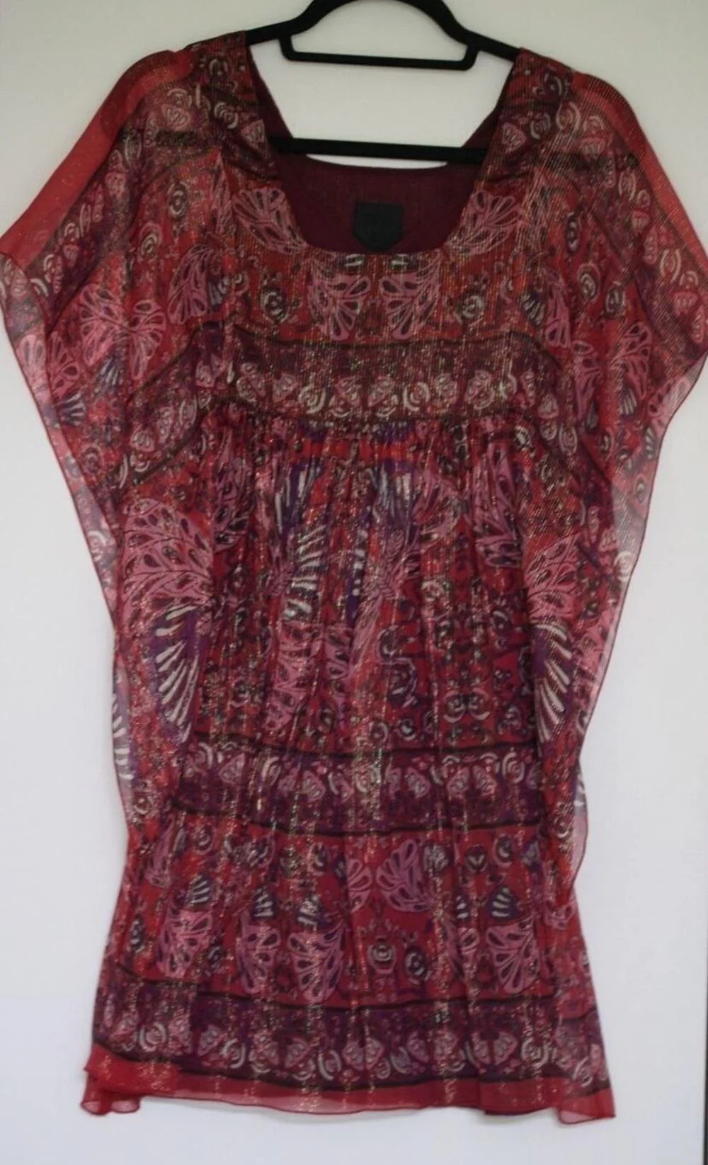 ANNA SUI LAMÉ STRIPED PRINTED SILK BLEND MINI DRESS US 4 UK 8 - Image 2