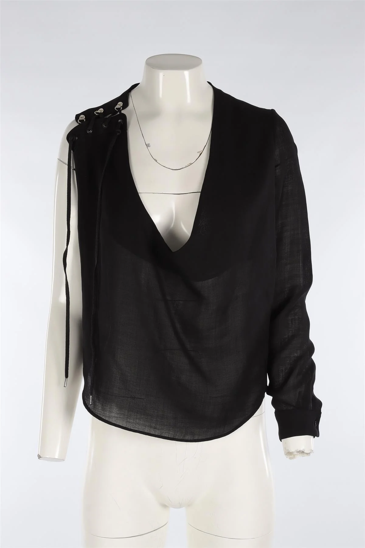 ANTHONY VACCARELLO BLACK WOOL TOP FR 36 UK 8 - Image 2