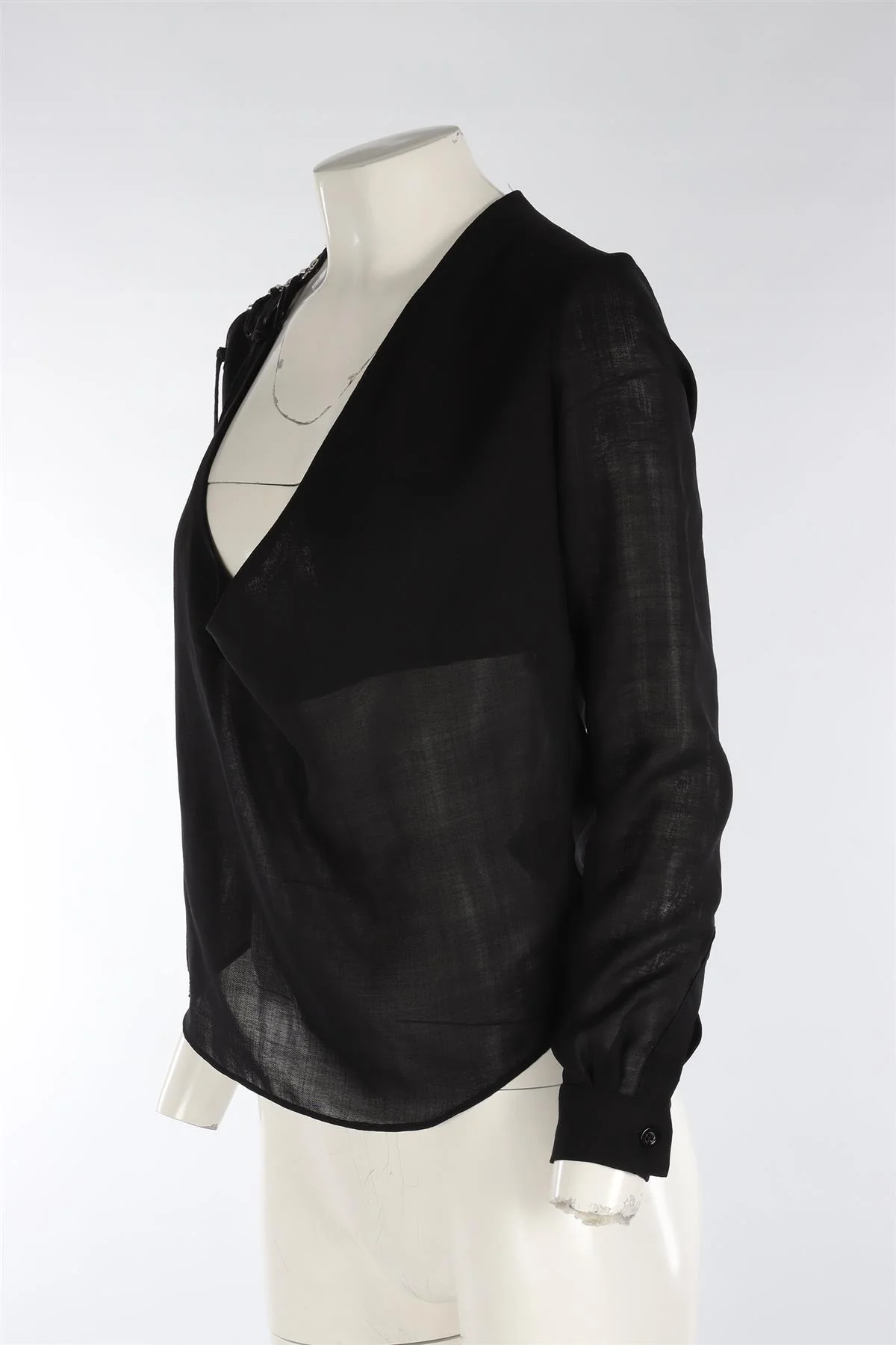 ANTHONY VACCARELLO BLACK WOOL TOP FR 36 UK 8 - Image 3