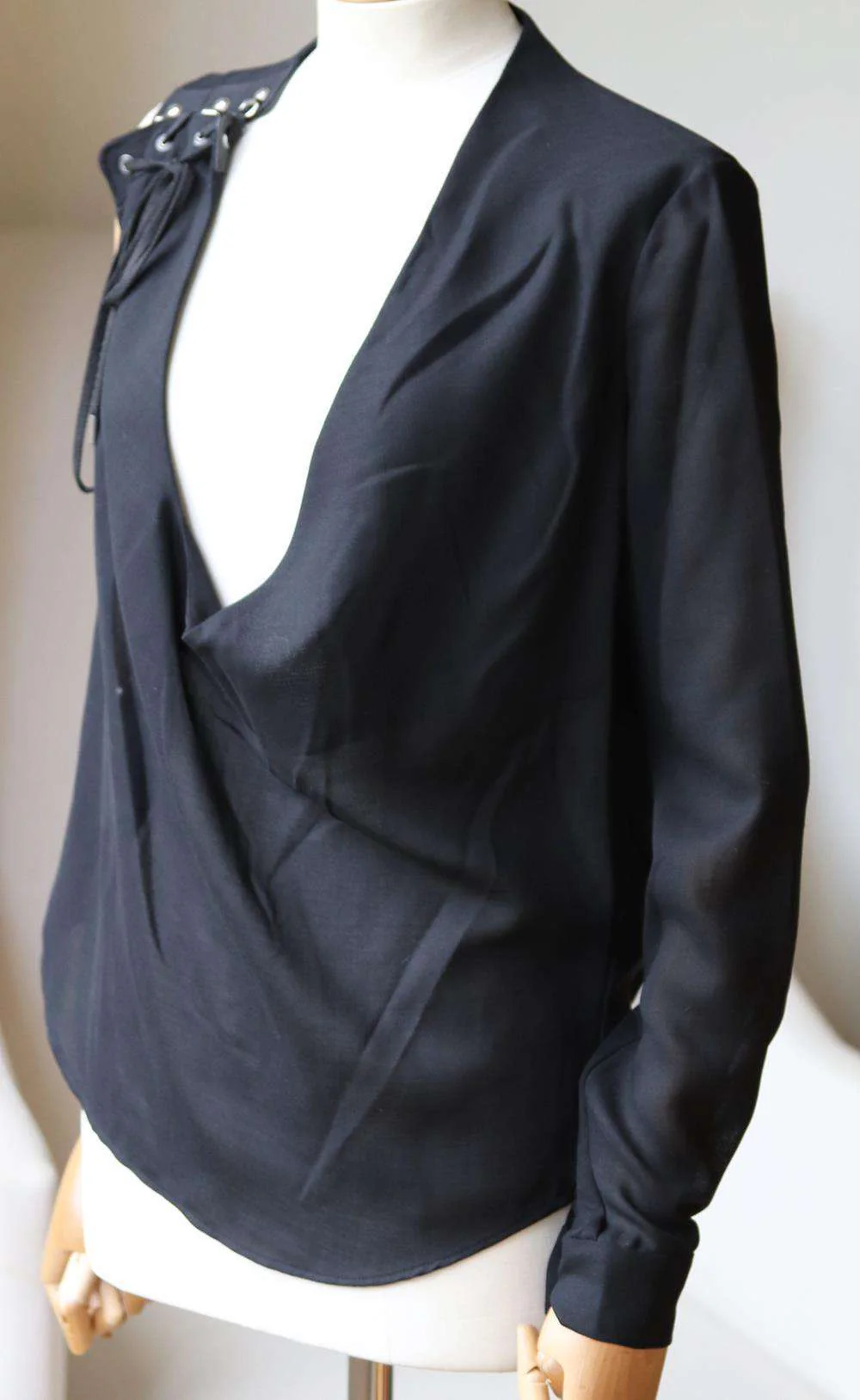 ANTHONY VACCARELLO LACE UP WOOL BLEND TOP FR 38 UK 10 - Image 3