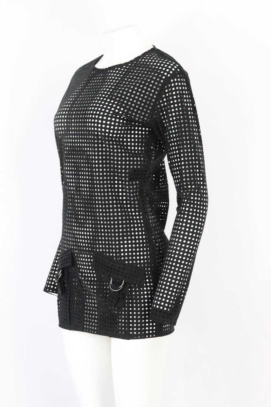 ANTHONY VACCARELLO PERFORATED FAUX SUEDE MINI DRESS FR 34 UK 6 - Image 3
