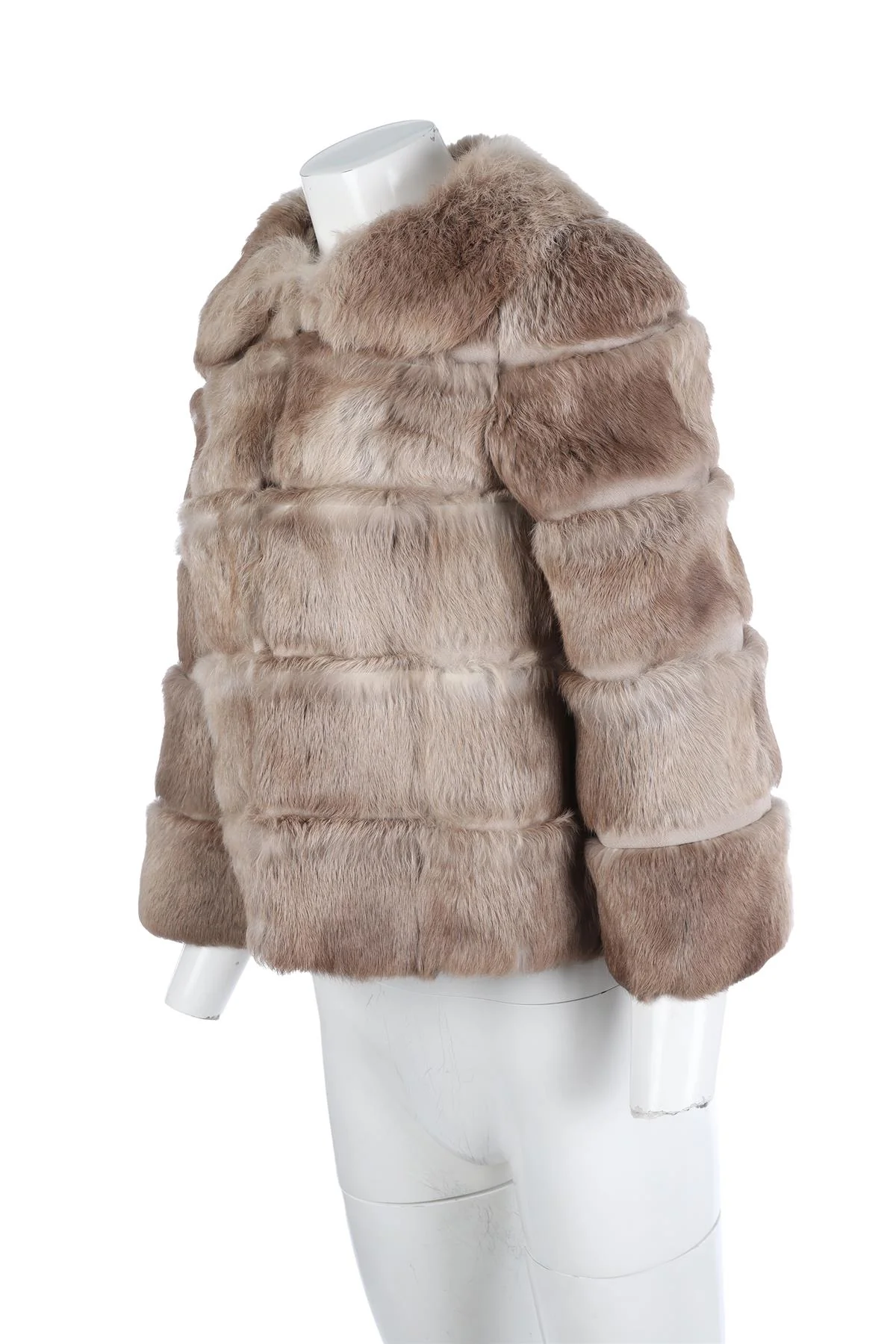 ANYA HINDMARCH BEIGE RABBIT FUR JACKET SMALL - Image 3