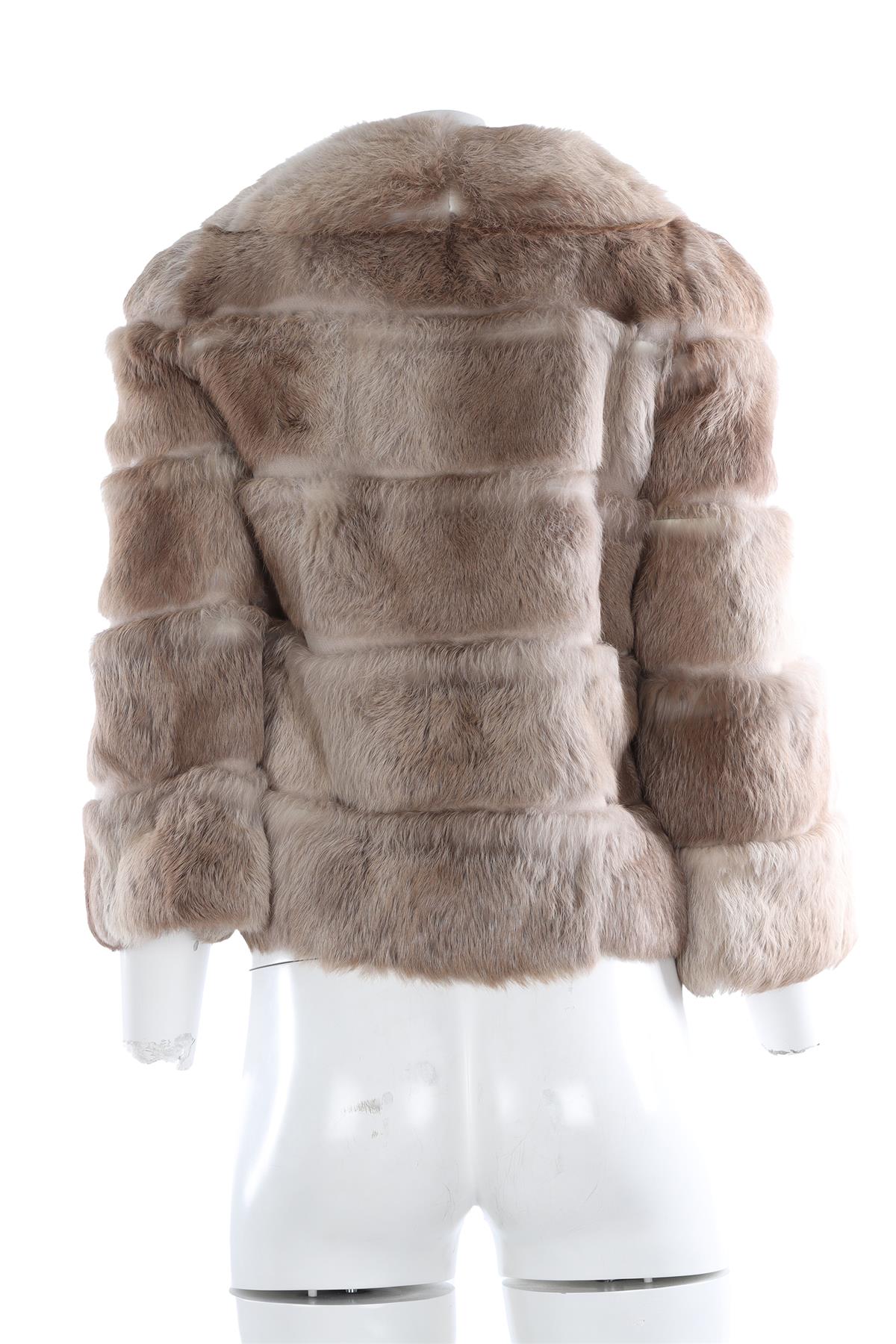 ANYA HINDMARCH BEIGE RABBIT FUR JACKET SMALL - Image 4