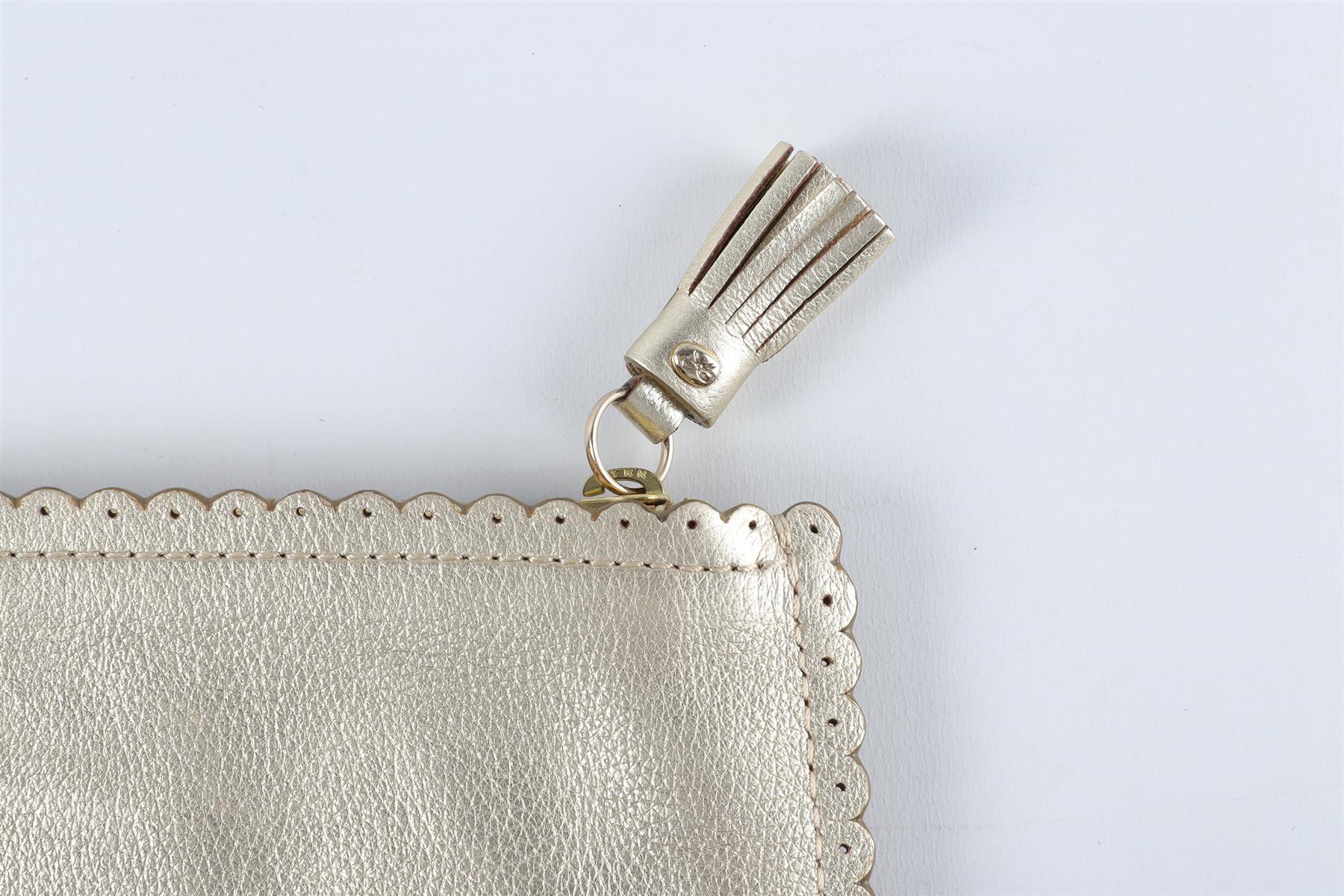 ANYA HINDMARCH GOLD SMALL LEATHER POUCH - Image 5