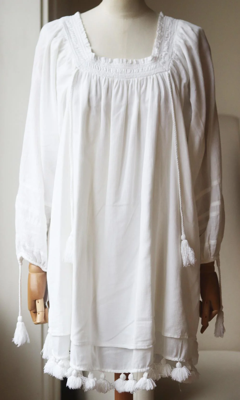 APIECE APART TEWA TASSELED COTTON GAUZE MINI DRESS US 2 UK 6 - Image 2