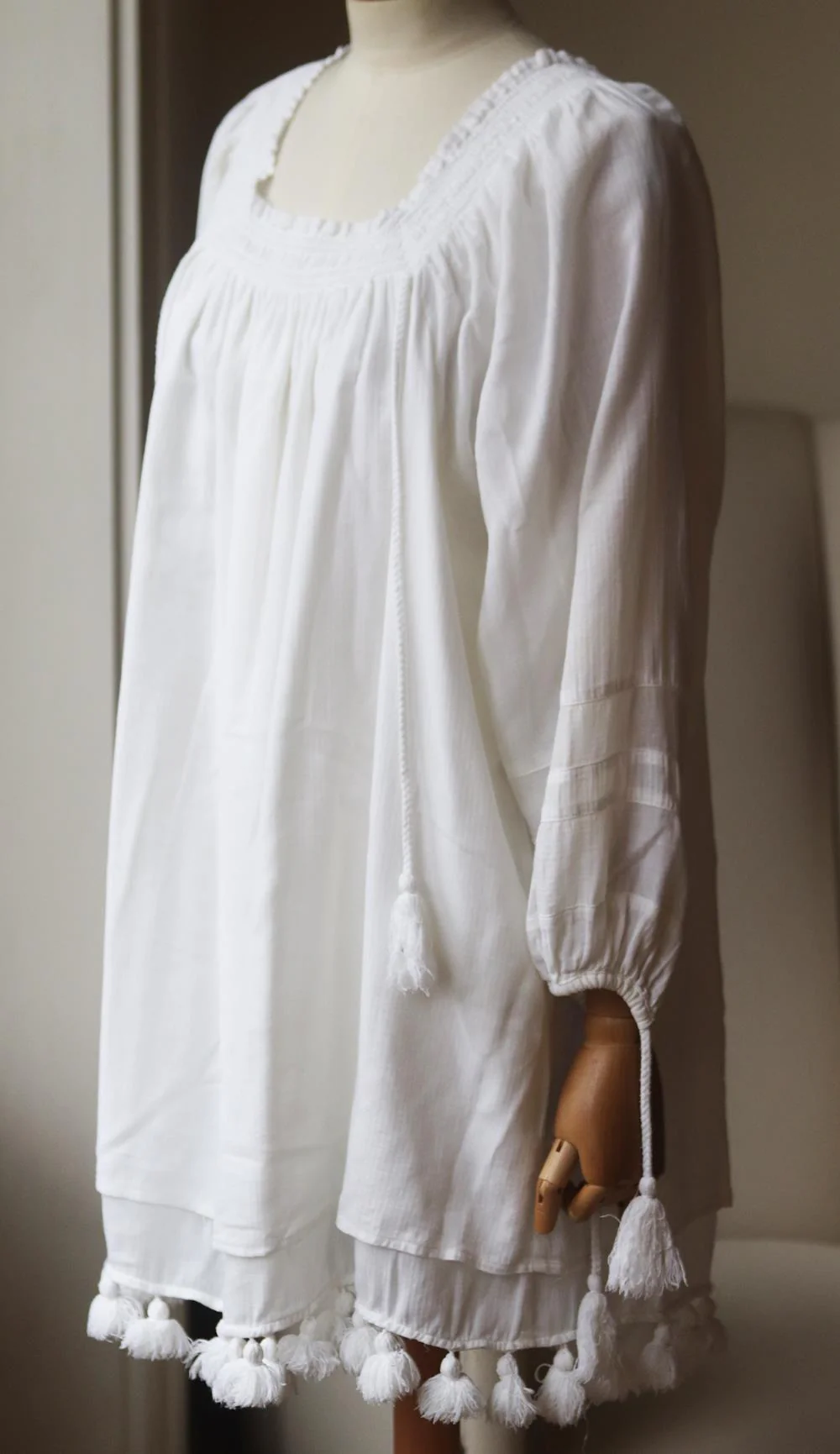 APIECE APART TEWA TASSELED COTTON GAUZE MINI DRESS US 2 UK 6 - Image 3
