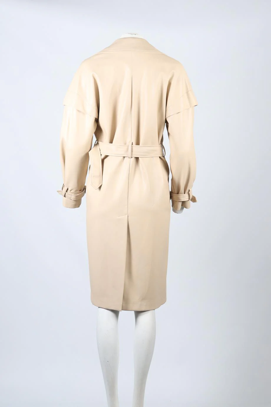 APPARIS BELTED DOUBLE BREASTED FAUX LEATHER TRENCH COAT XSMALL - Image 4