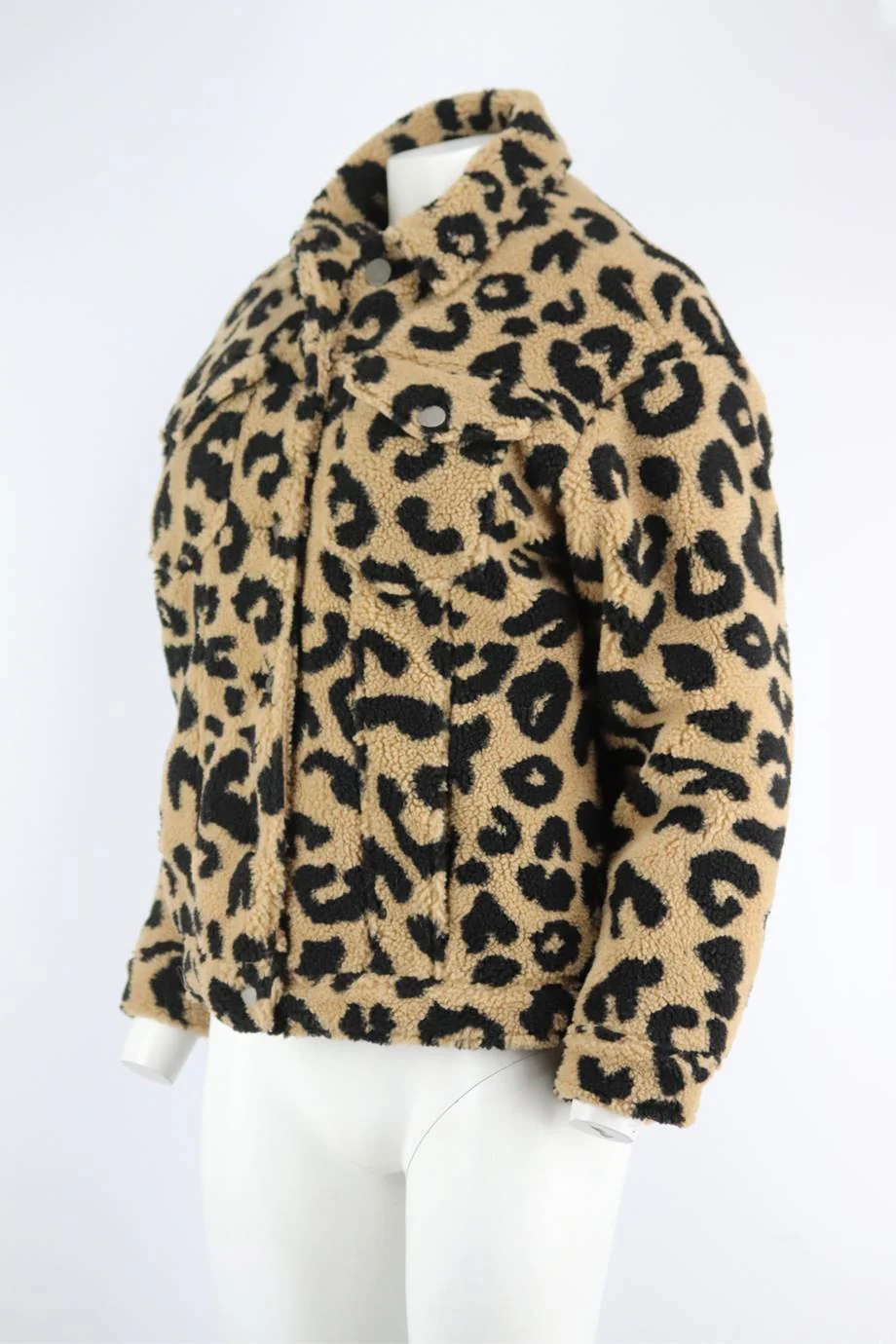 APPARIS LEOPARD PRINT FAUX SHEARLING JACKET SMALL - Image 3