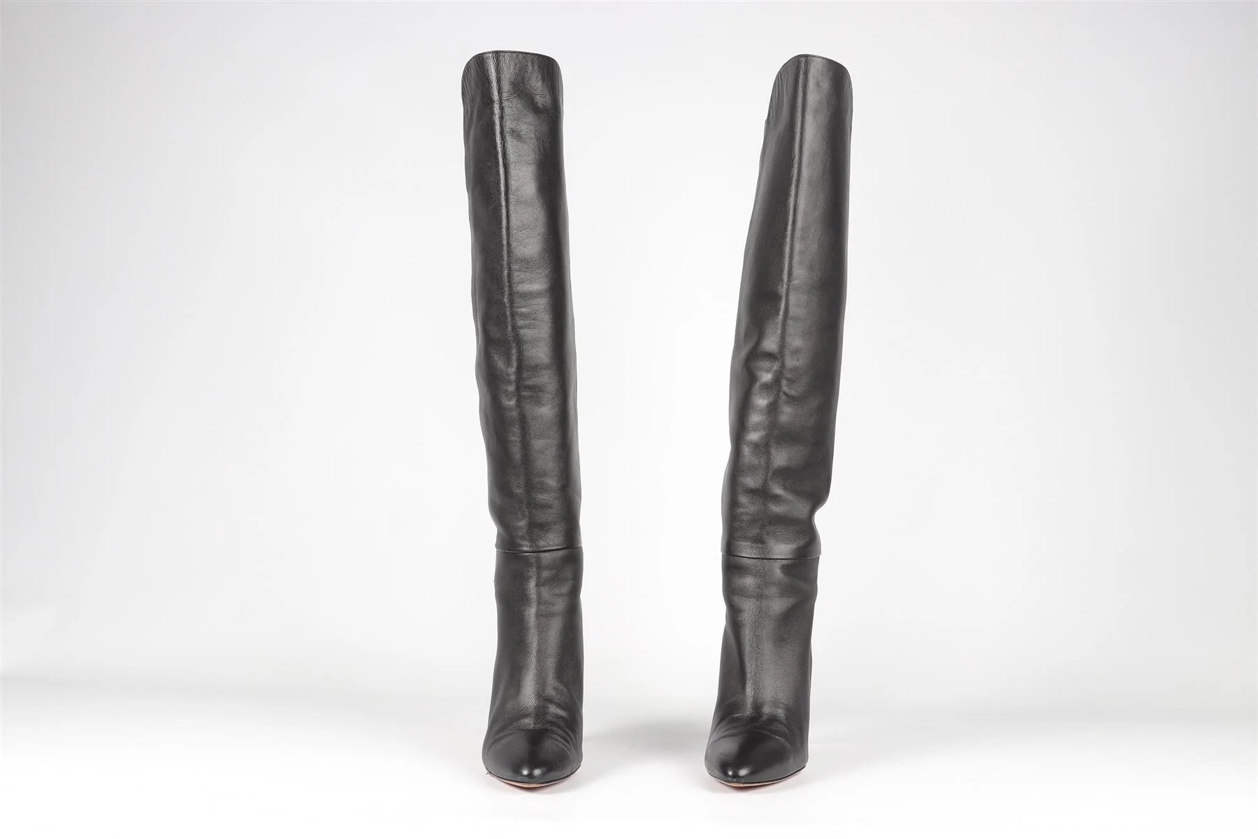AQUAZZURA BLACK LEATHER KNEE HIGH BOOTS EU 39 UK 6 US 9 - Image 3