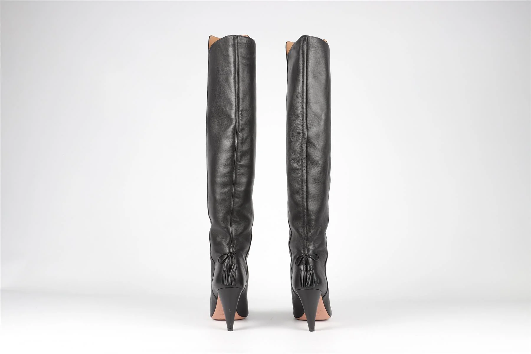 AQUAZZURA BLACK LEATHER KNEE HIGH BOOTS EU 39 UK 6 US 9 - Image 5