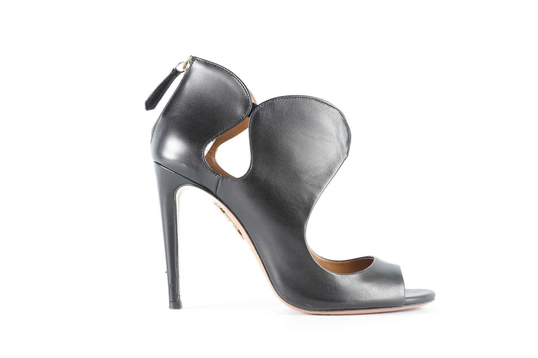 AQUAZZURA BLACK LEATHER SANDALS EU 37.5 UK 4.5 US 7.5 - Image 2