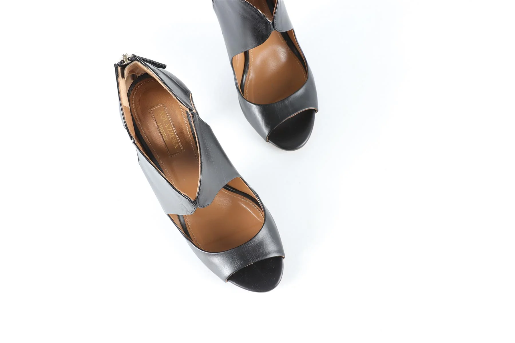 AQUAZZURA BLACK LEATHER SANDALS EU 37.5 UK 4.5 US 7.5 - Image 4