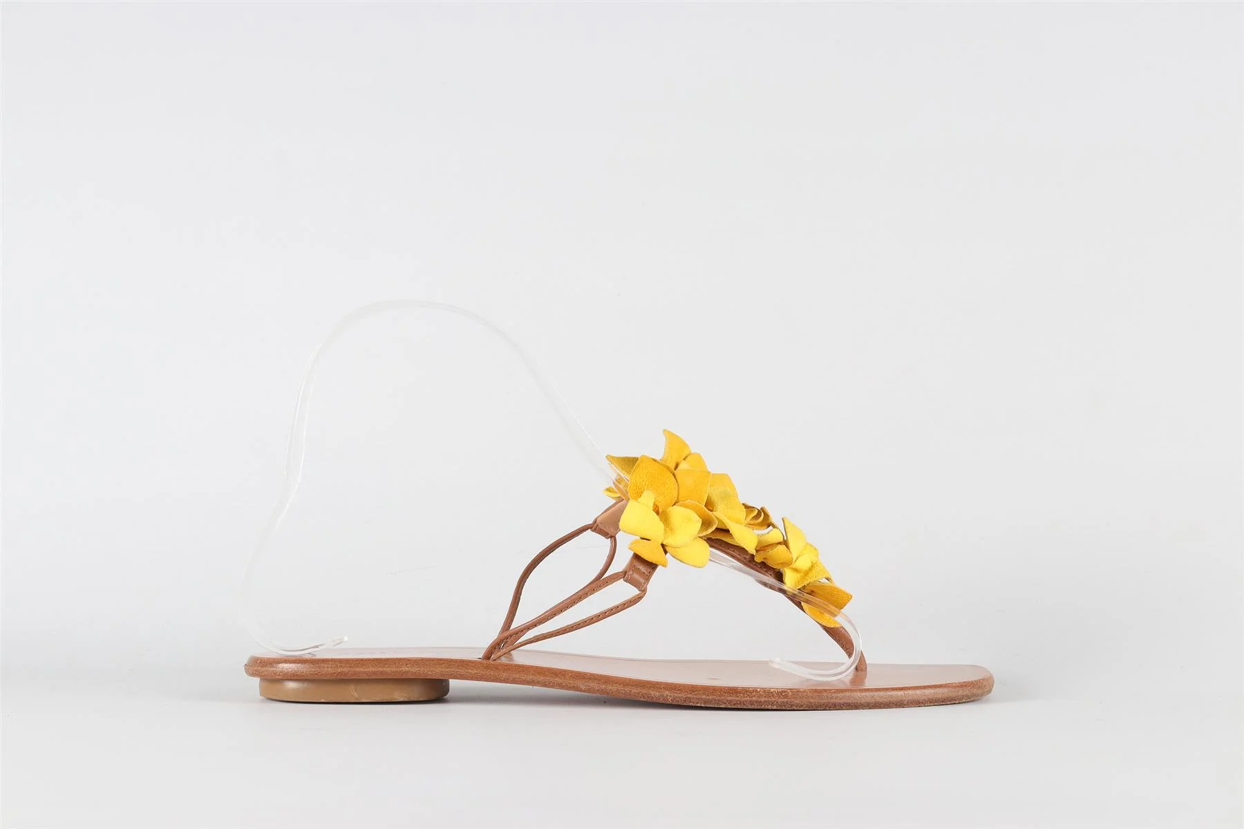 AQUAZZURA BROWN LEATHER FLIP FLOPS EU 38 UK 5 US 8 - Image 2