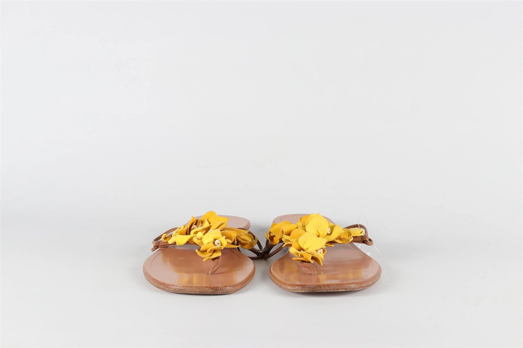 AQUAZZURA BROWN LEATHER FLIP FLOPS EU 38 UK 5 US 8 - Image 3