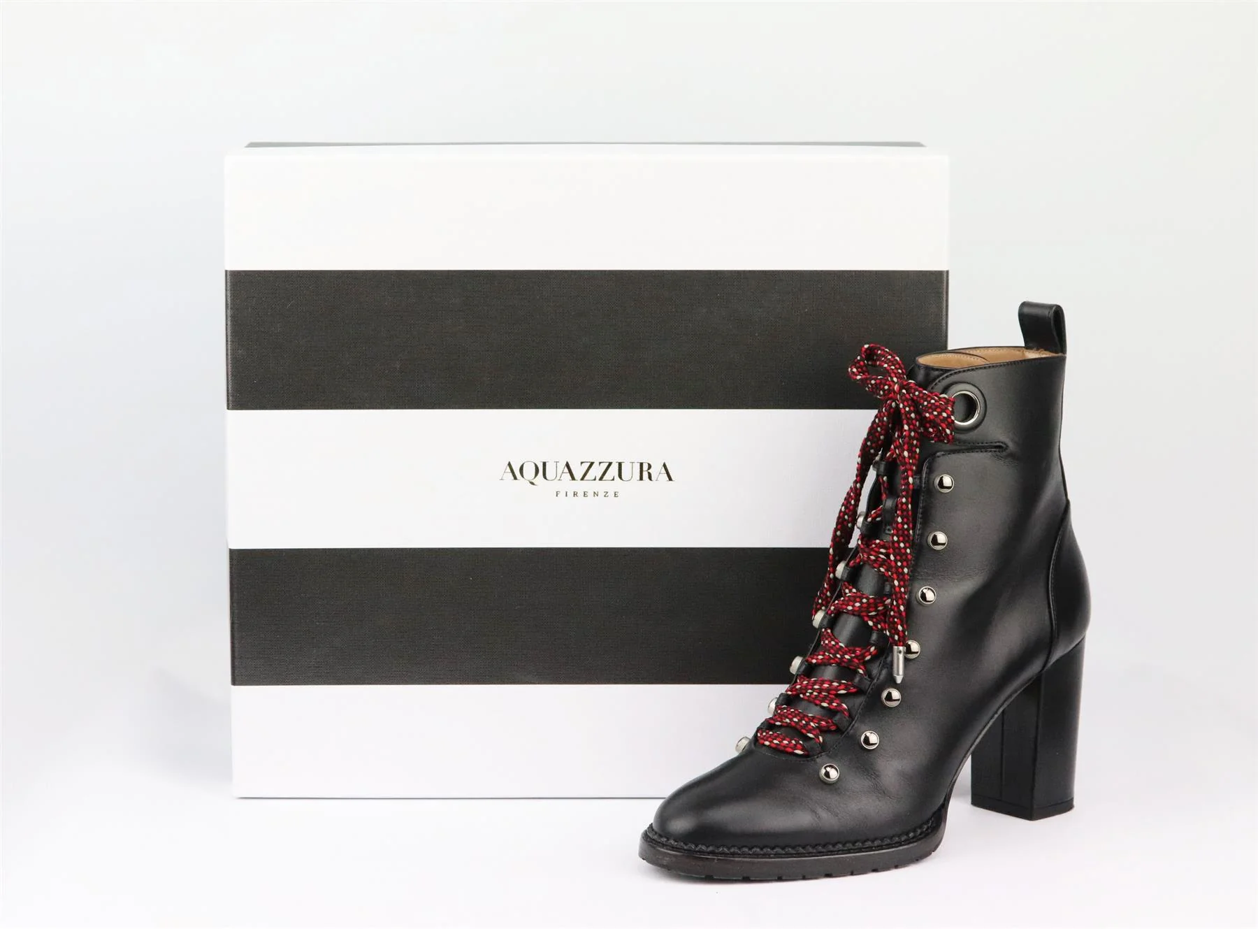 AQUAZZURA HIKER LACE UP STUDDED LEATHER ANKLE BOOTS EU 37.5 UK 4.5 US 7.5 - Image 7