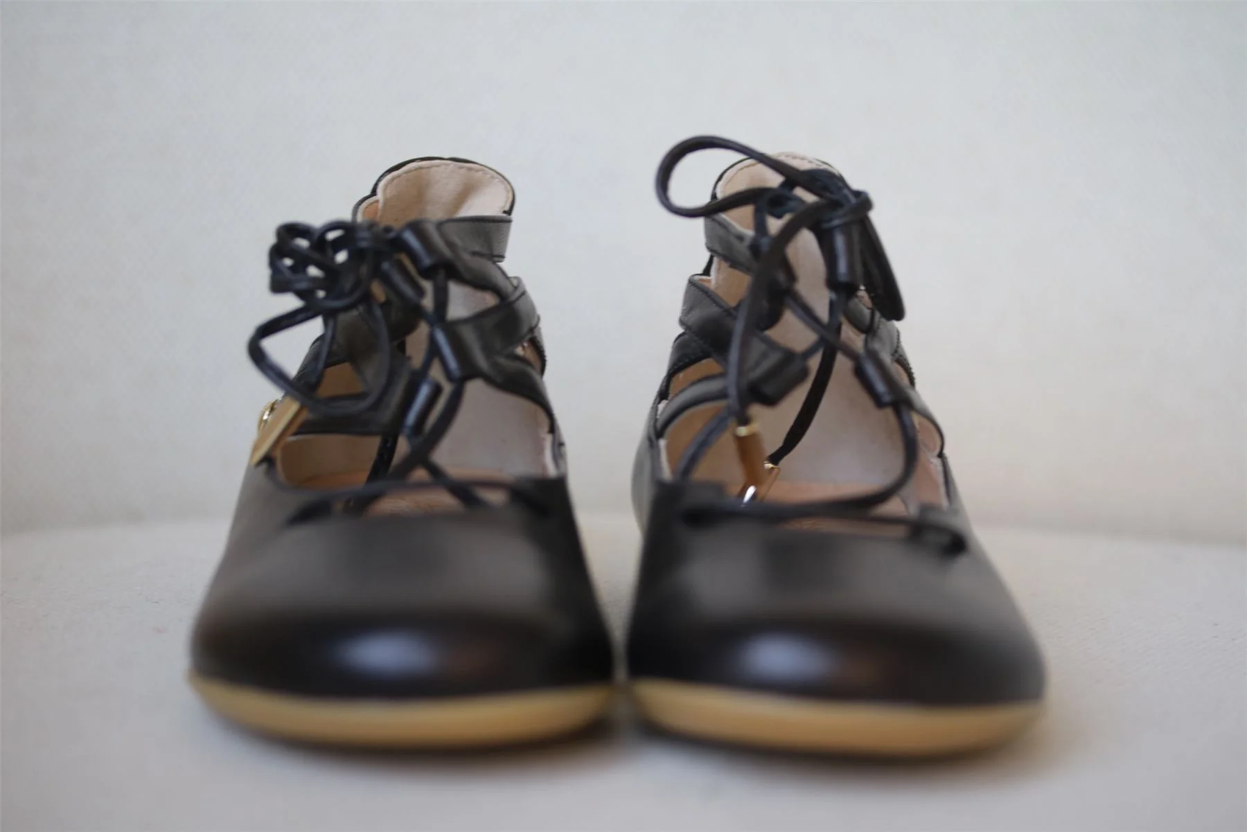 AQUAZZURA KIDS BELGRAVIA BLACK LACE-UP FLATS EU 25 UK 7 - Image 3