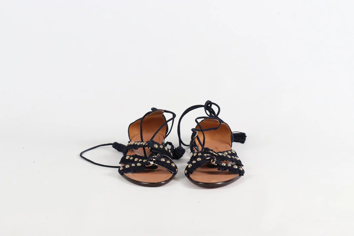 AQUAZZURA LACE UP SUEDE SANDALS EU 37.5 UK 4.5 US 7.5 - Image 3