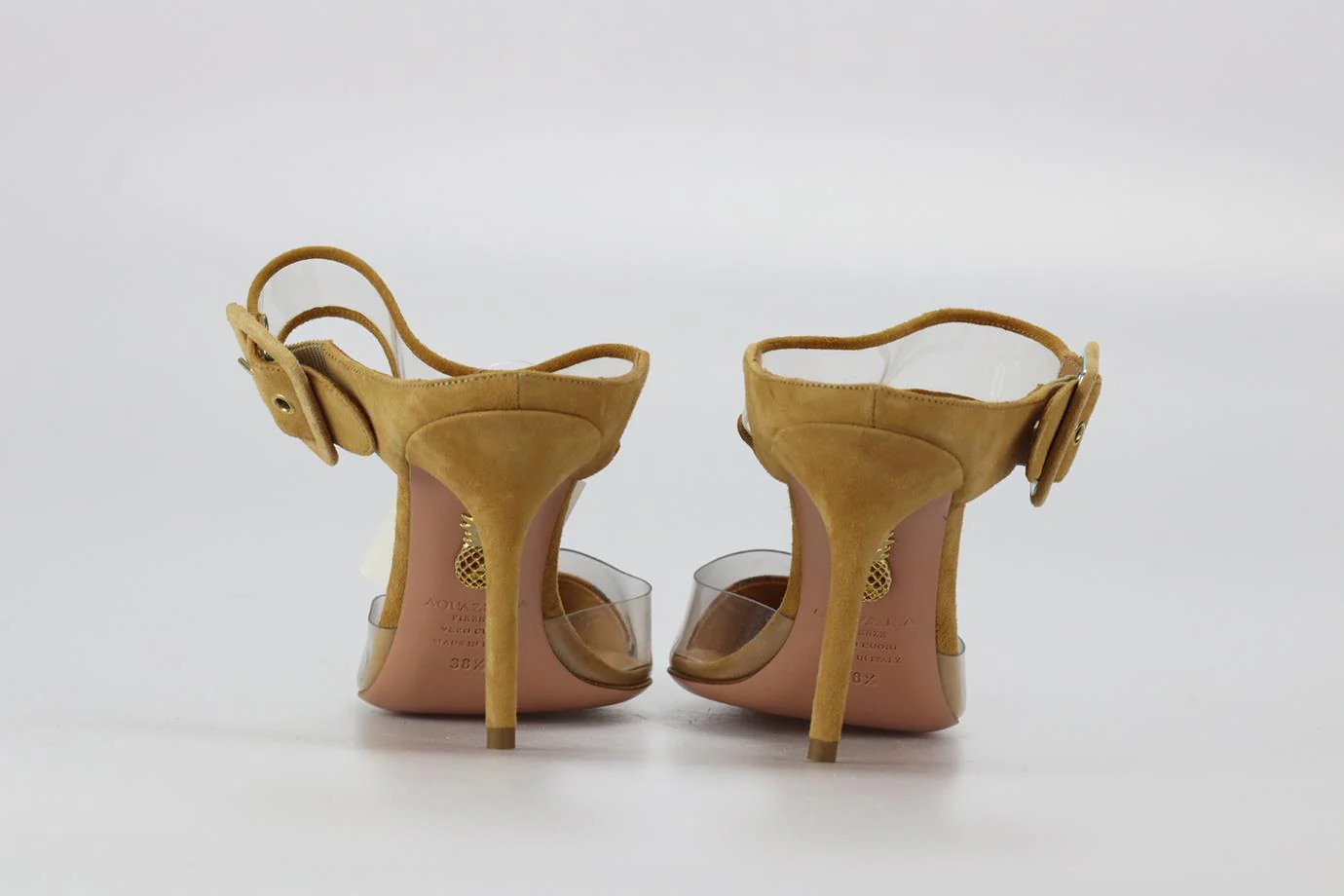 AQUAZZURA LEOPARD PRINT PVC AND SUEDE MULES EU 38 UK 5 US 8 - Image 4