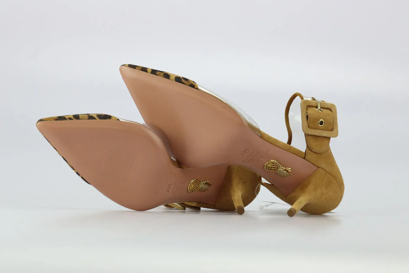 AQUAZZURA LEOPARD PRINT PVC AND SUEDE MULES EU 38 UK 5 US 8 - Image 5